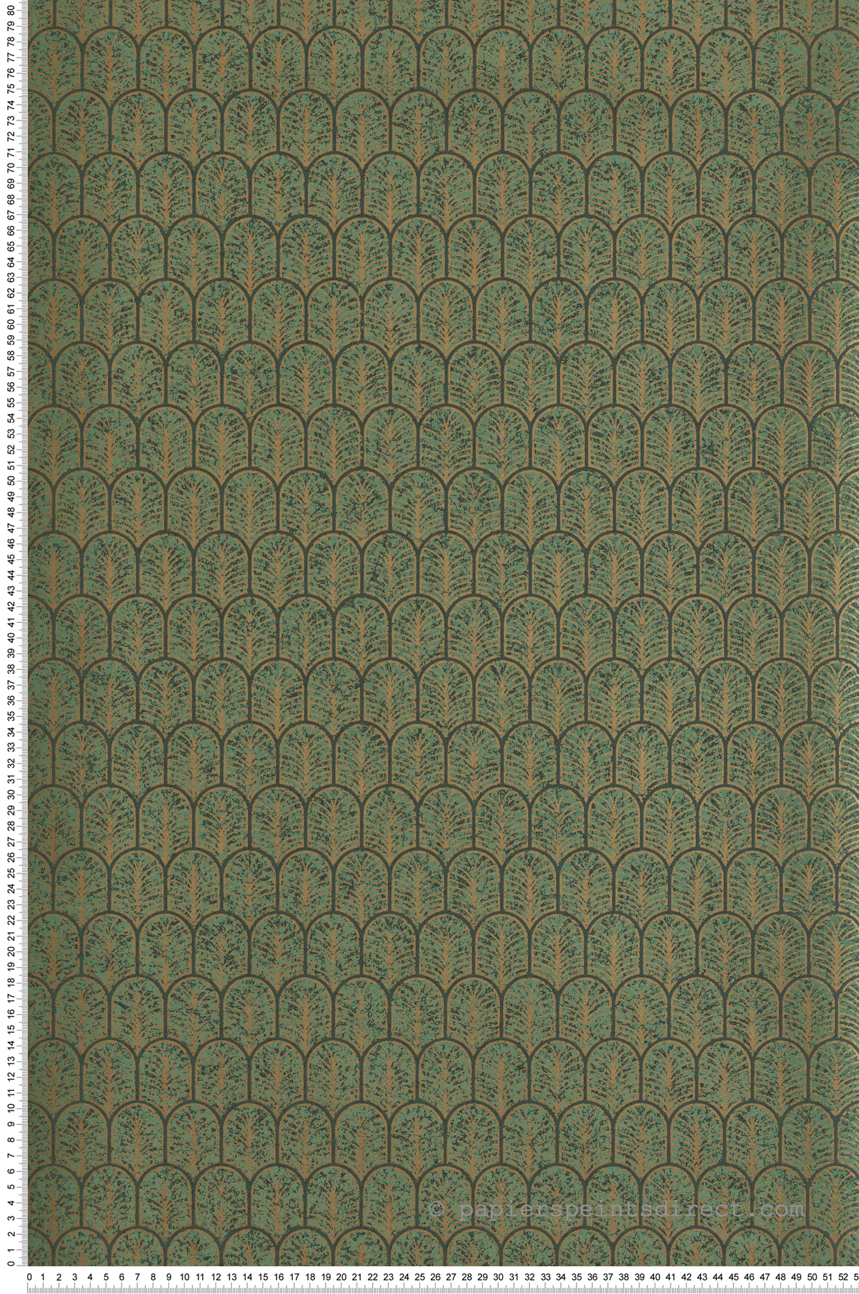 Papier peint Plume Art Déco vert doré - Unique de Lutèce | Réf. LTC-F-VL6006