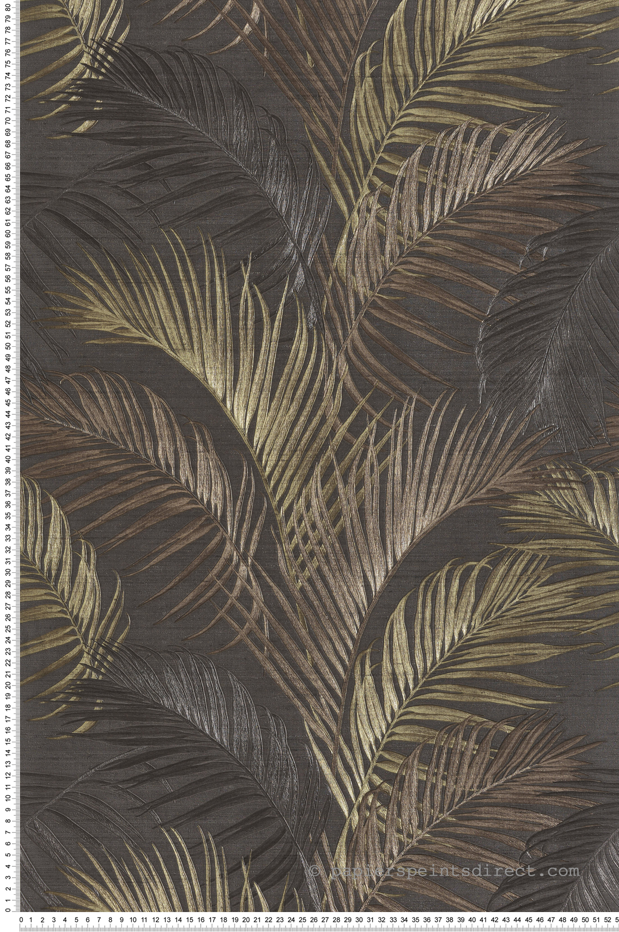 Papier peint Palmes Vintage Relief anthracite brun - Opera de Montecolino | Réf. MC-OP33319