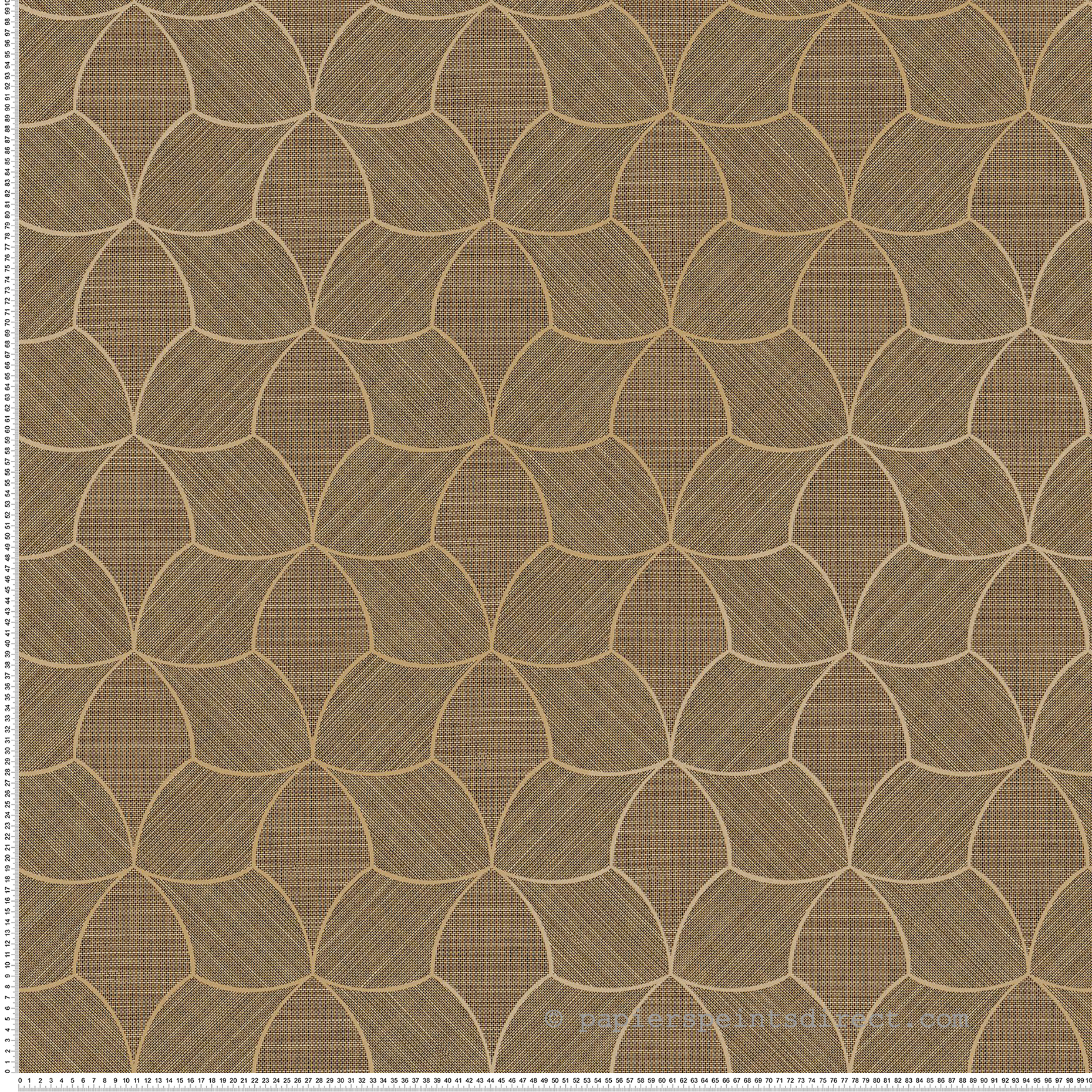 Papier peint Écailles Géométriques Tressana ébène doré - Tressora de Casamance | Réf. CAS-76944078