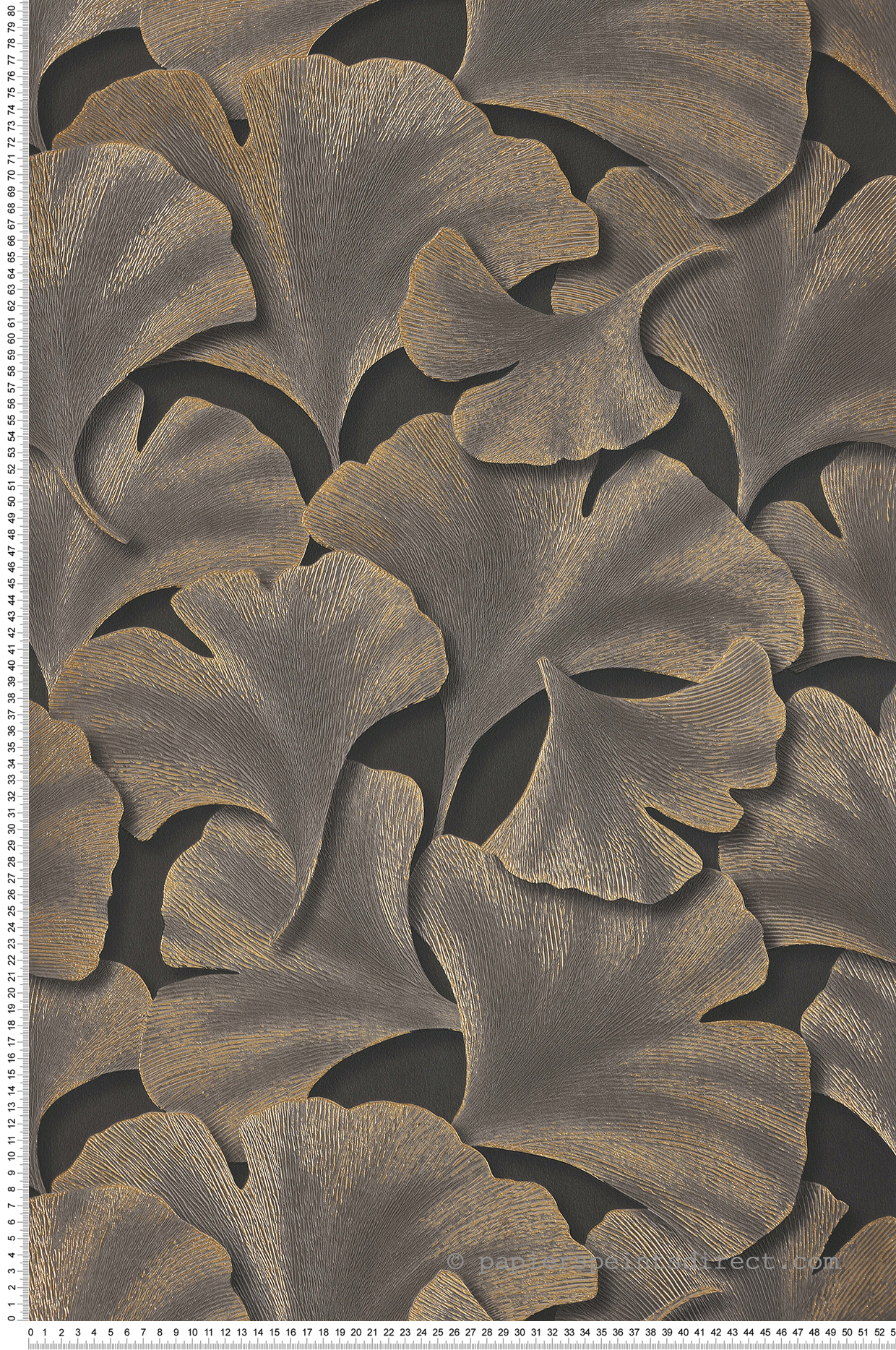 Papier peint Feuille Gingko Biloba noir et doré - Gingko de Casadéco | Réf. GINK86249404