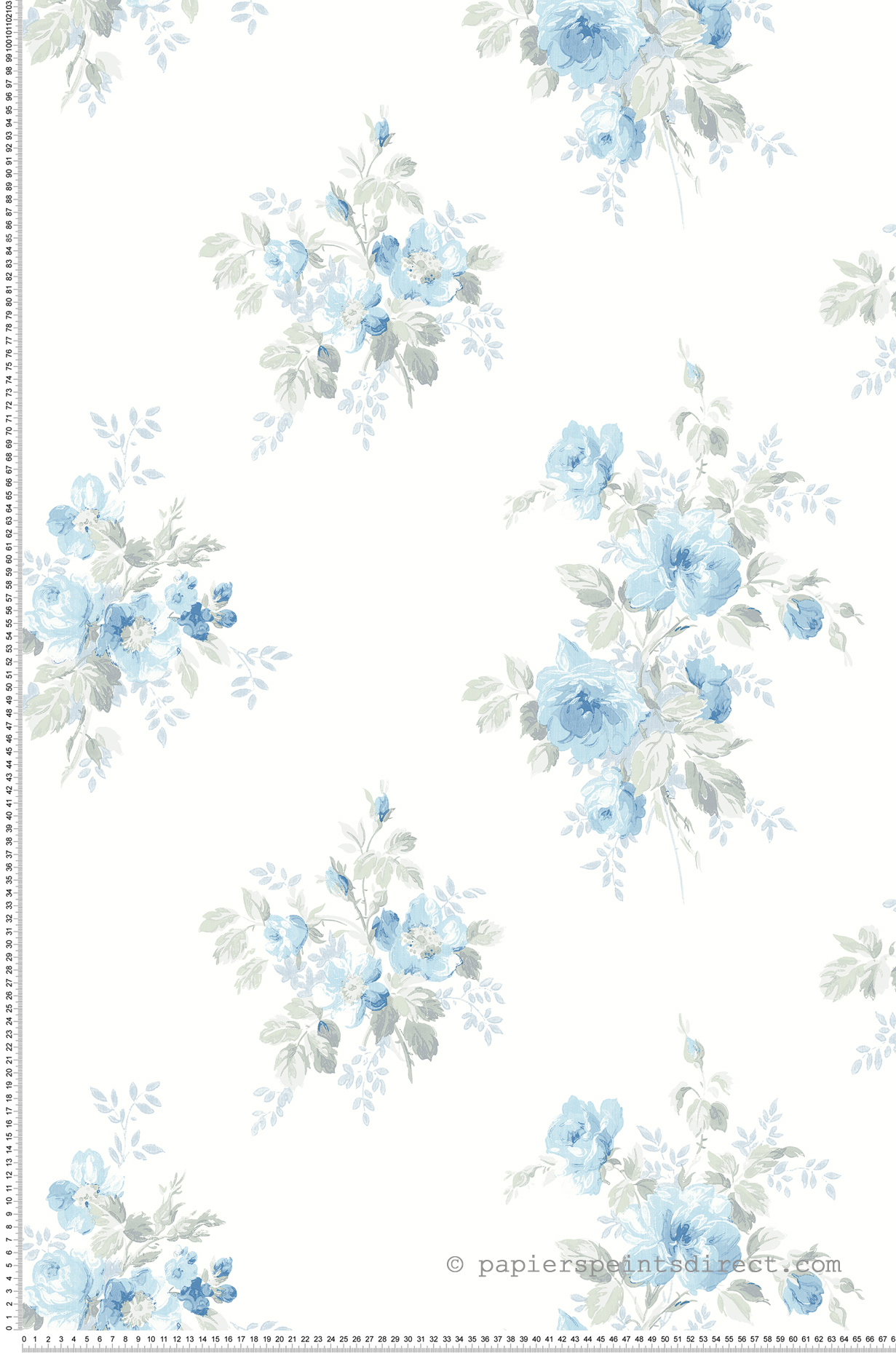 Papier peint Classique Bouquets bleu - Alice et Rose de Lutèce | Réf. LTC-VI80912