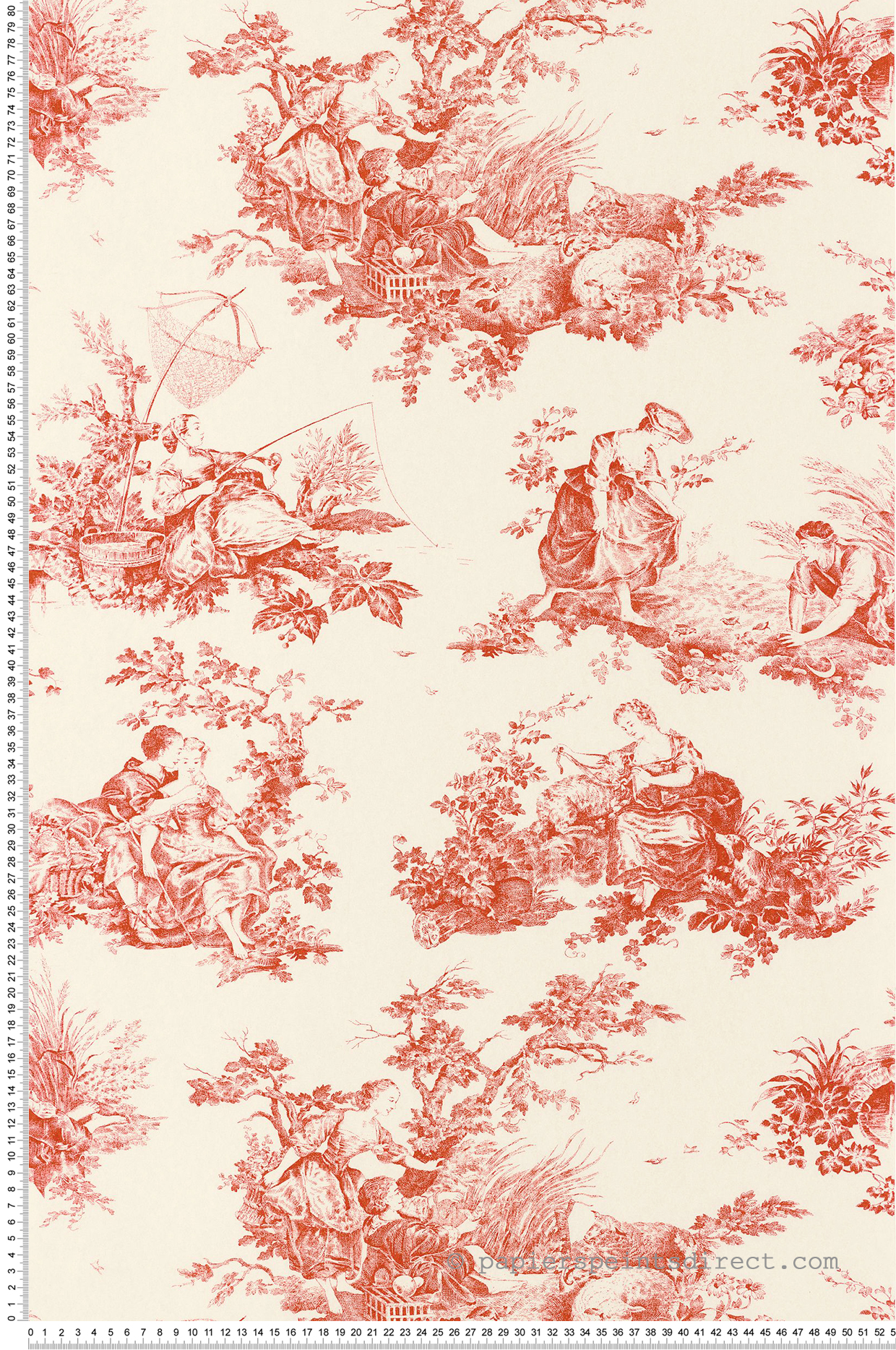 Papier peint Baroque Scène D'Été rouge carmin - Les Belles Toiles De Jouy de Casadéco AMBV | Réf. LBTJ87918201