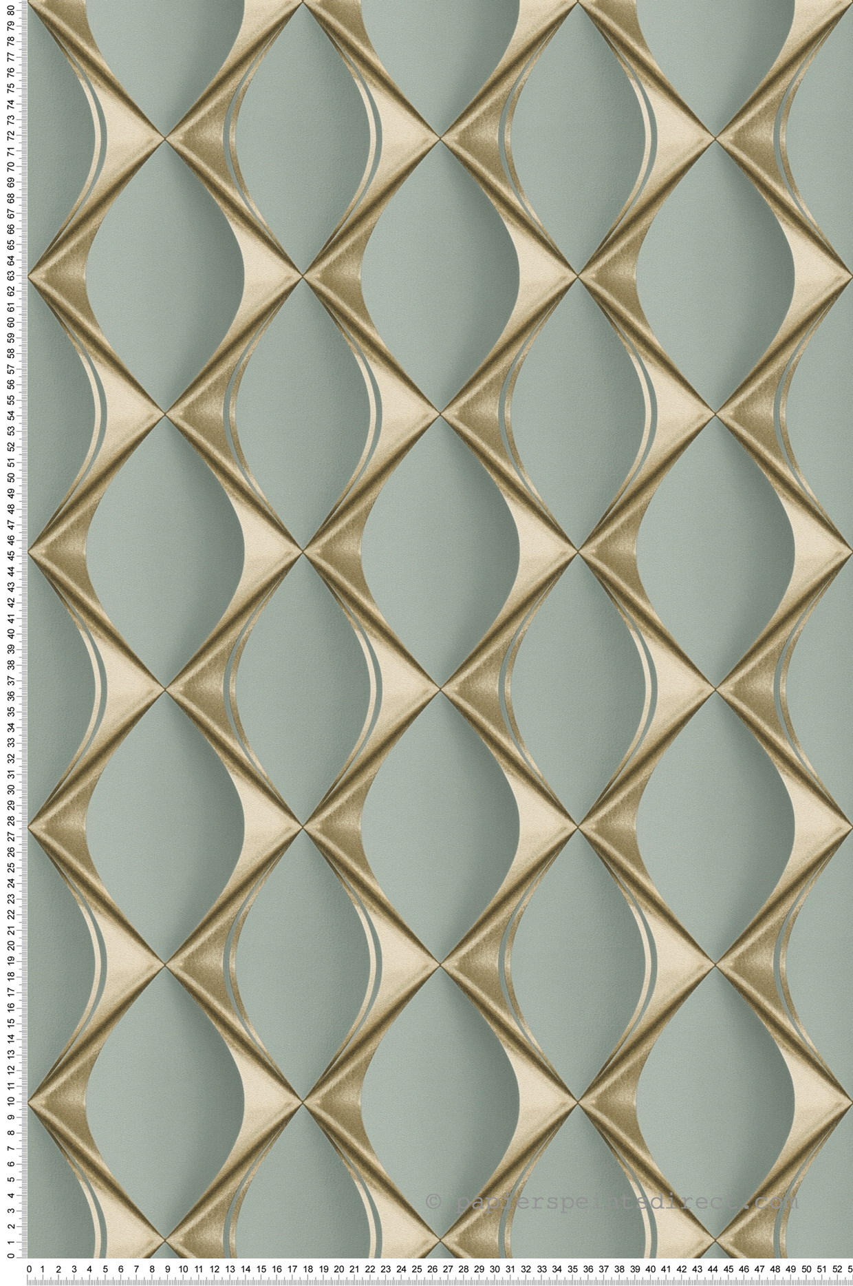 Papier peint Graphique Ondulé vert d'eau et doré - My Home My Spa d'A.S. Création | Réf. SP15842