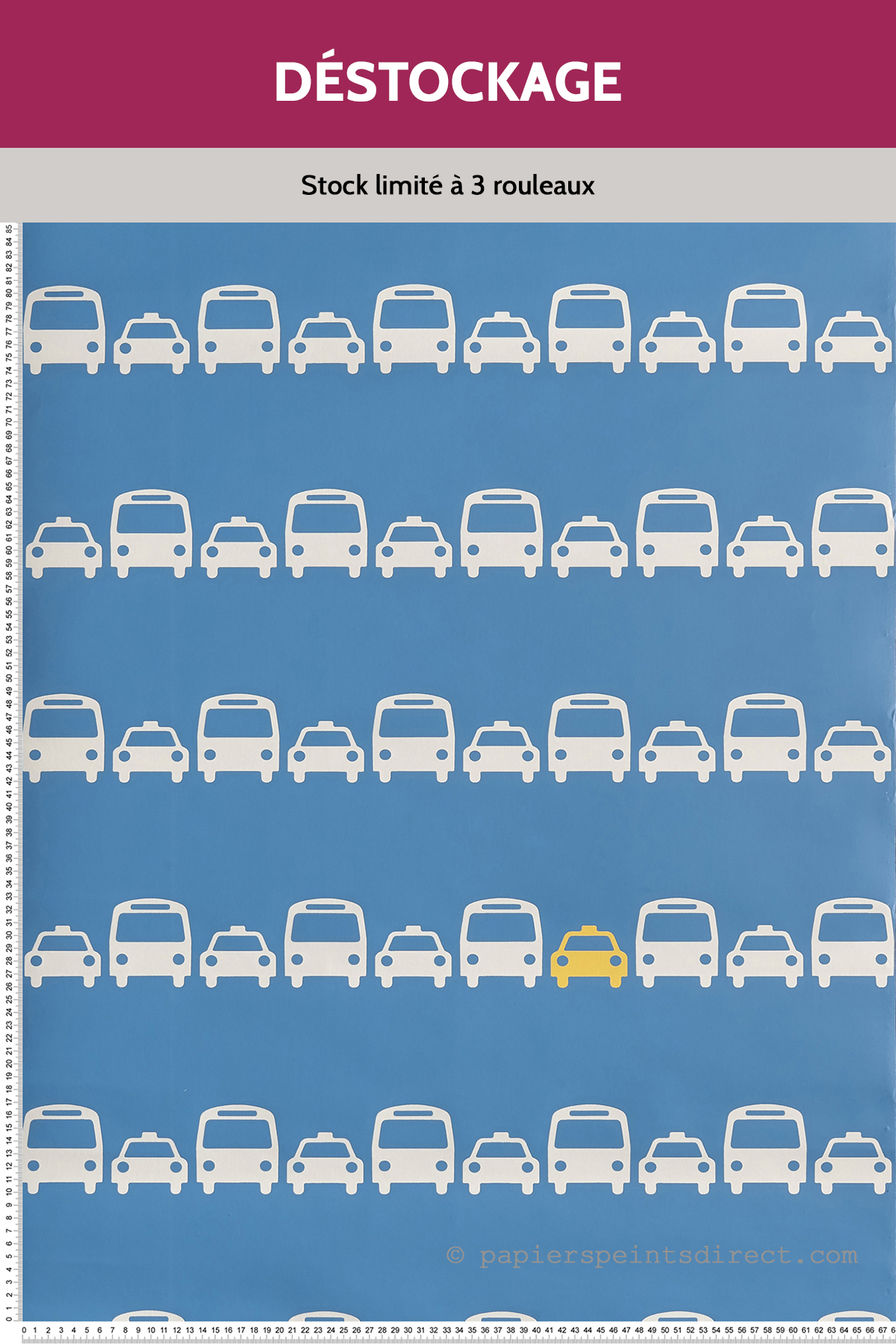 Papier Peint Destockage - Voitures blanc et jaune