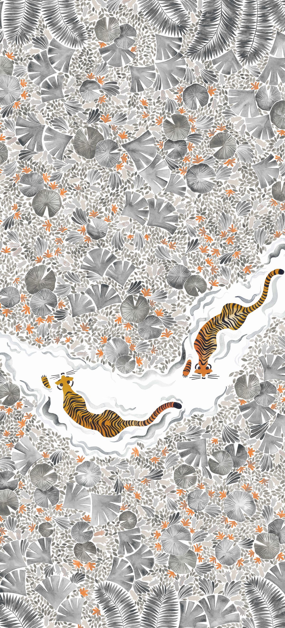 Papier peint panoramique Tigres Grisaille C 7/8/9 - Isidore Leroy