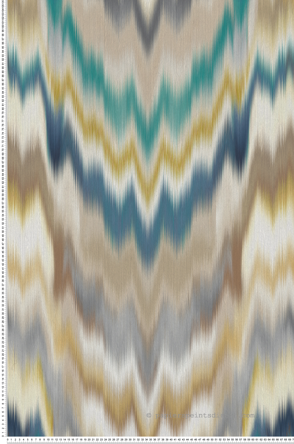 Papier peint Dégradré Ethnique Irisa Grasscloth bleu canard beige - Irisa d'Osborne & Little | Réf. OSB-W7850-03