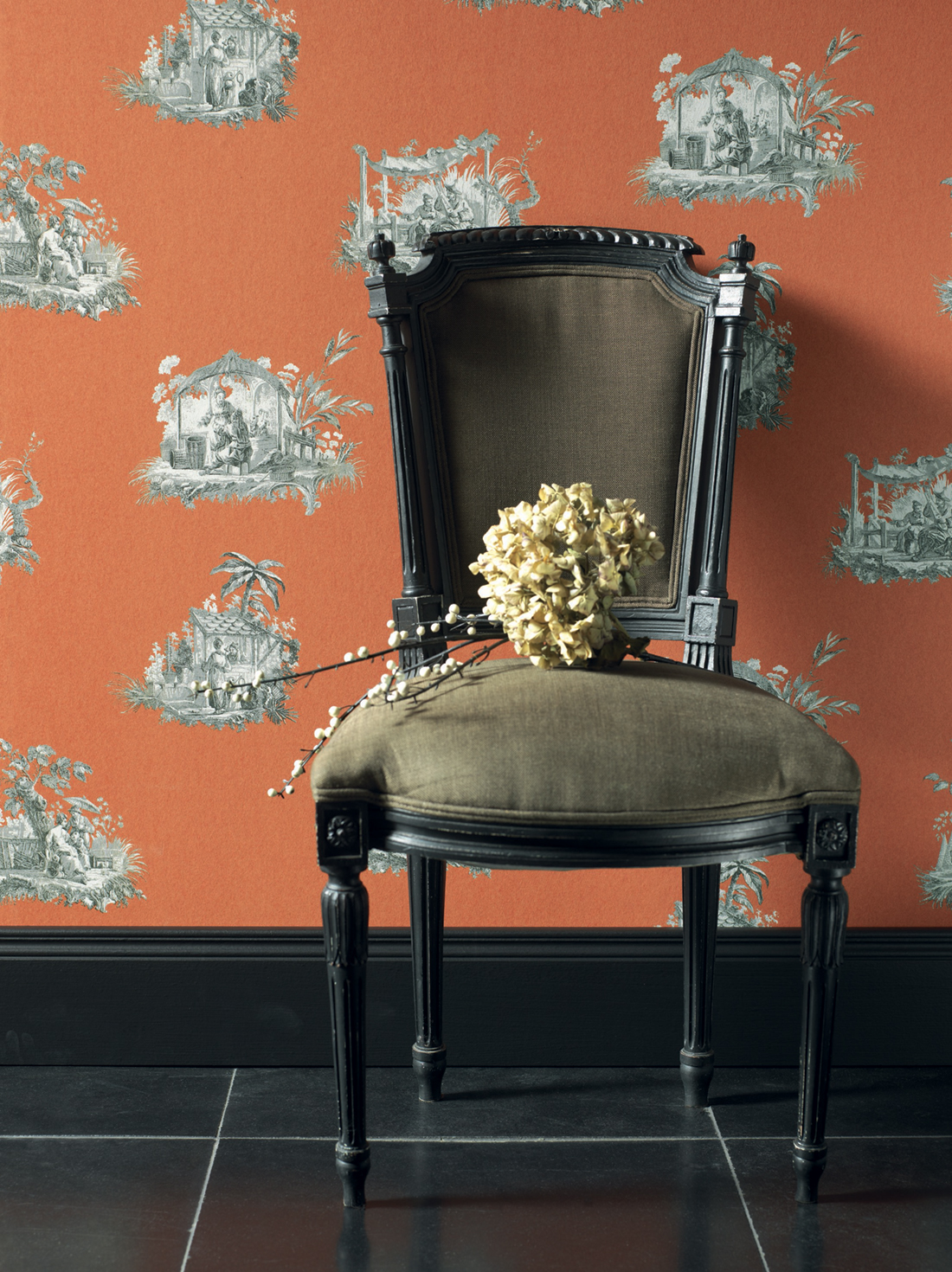 Chinoiseries orange - Collection Fontainebleau de Casadéco AMB2