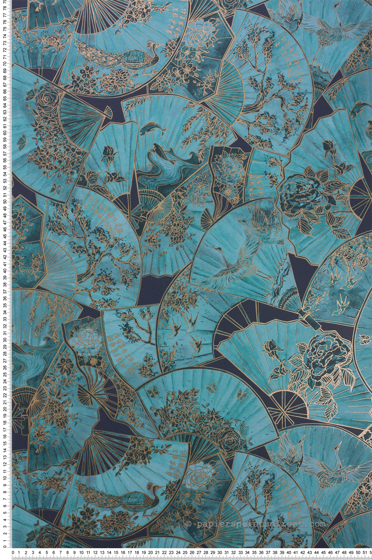 Papier peint Eventail Japonais vert et doré - The Wallpaper Collection de Matthew Williamson | Réf. OSB-W7146-01