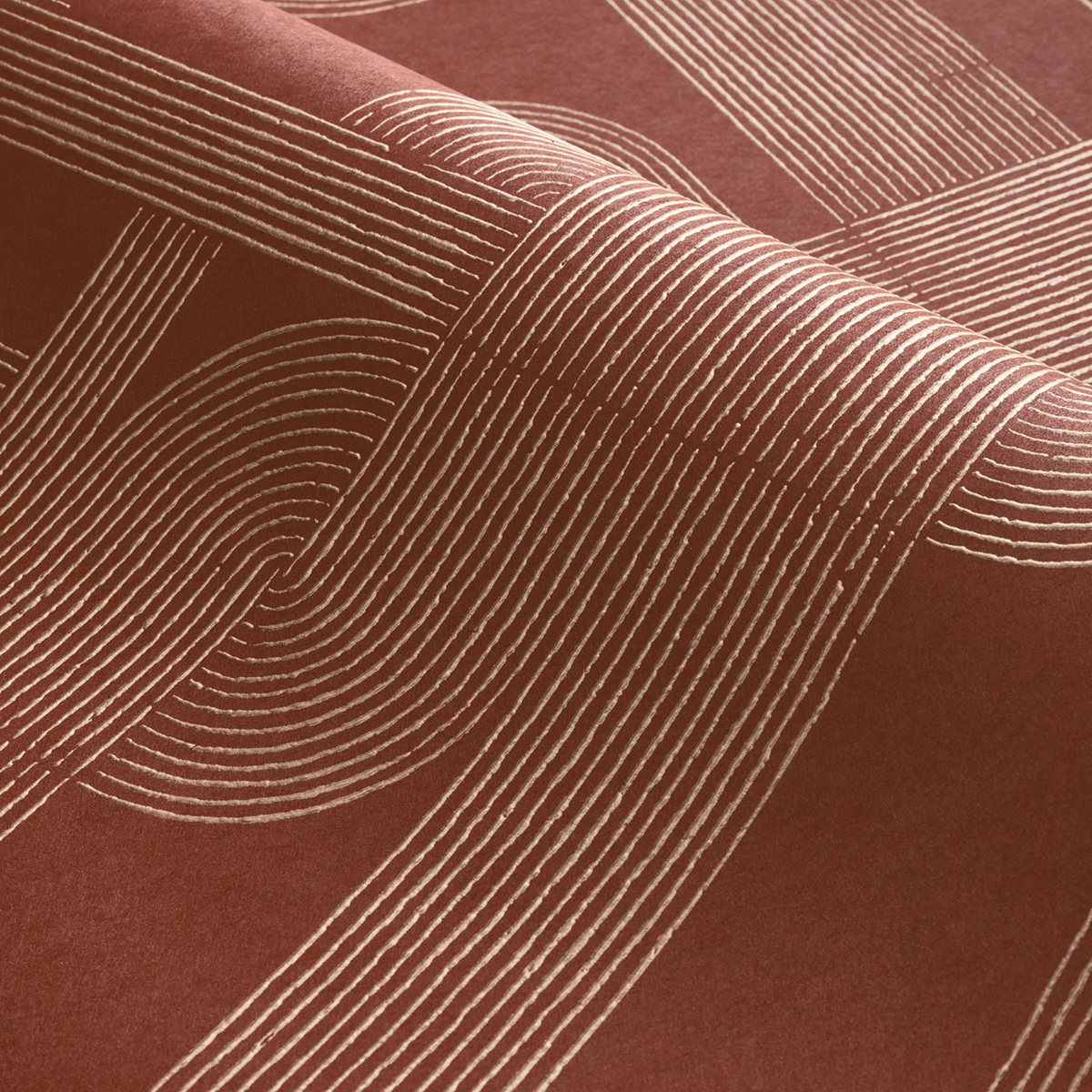 Papier peint Graphique Hector terracotta doré - Square Jasmin de Casamance AMBV | Réf. CAS-75701732