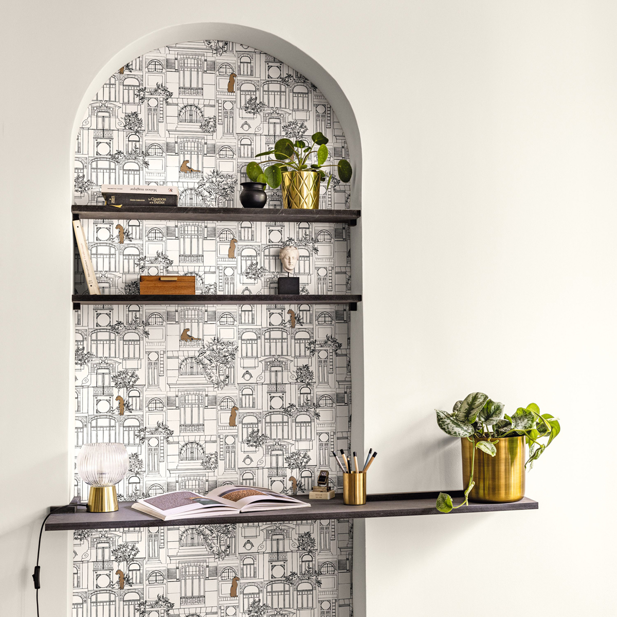 Papier peint Panthère James noir blanc or - Golden Age de Casélio AMB2 | Réf. GAG103780973