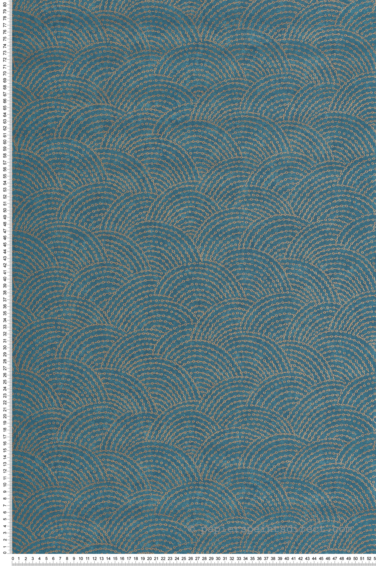 Papier peint Arc Graphique bleu jean bronze paillettes - Maya de Montecolino | Réf. MC-BZ3304