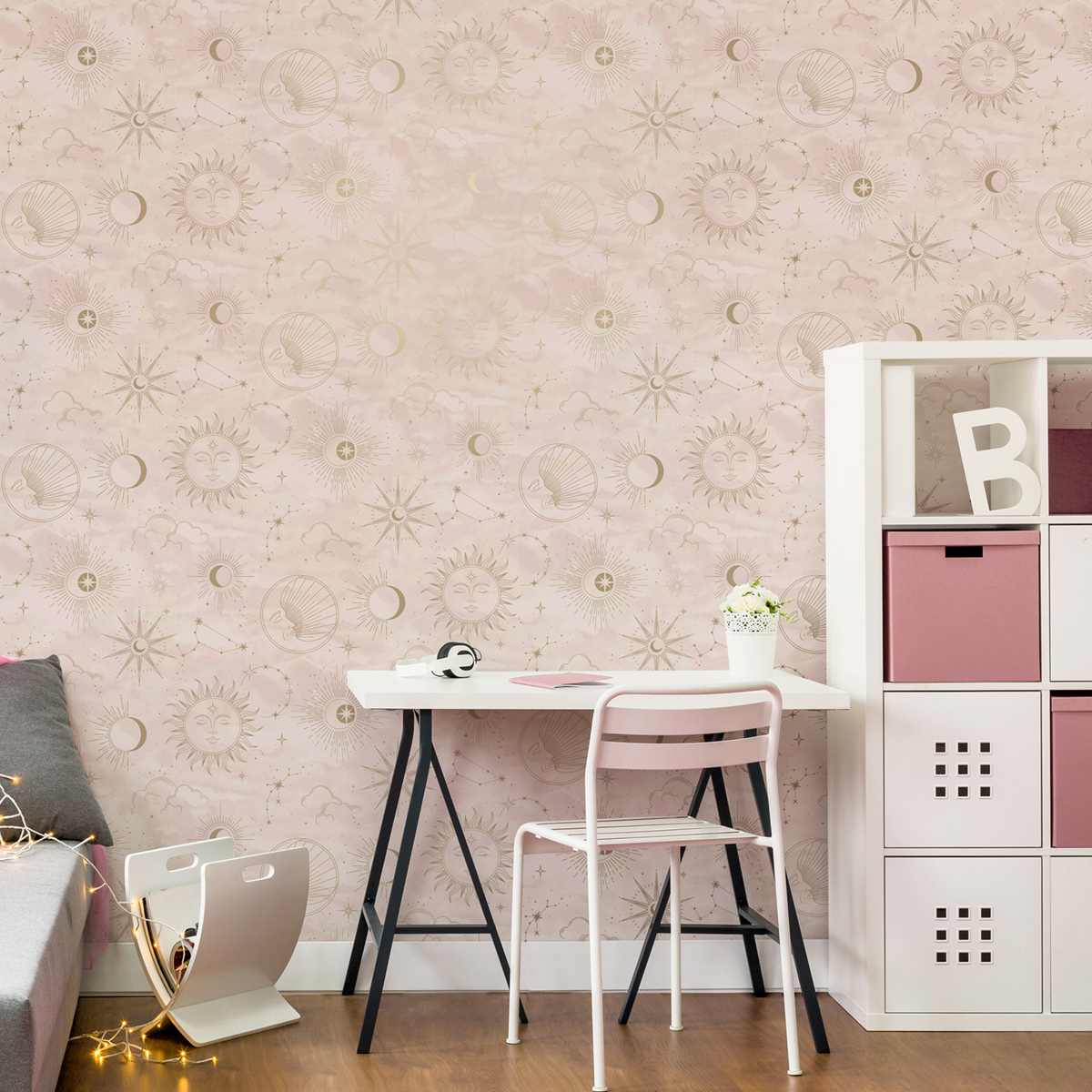 Papier peint Soleil Mystique Contemporain beige rosé doré - Imagine de Lutèce | Réf. LTC-DL27588