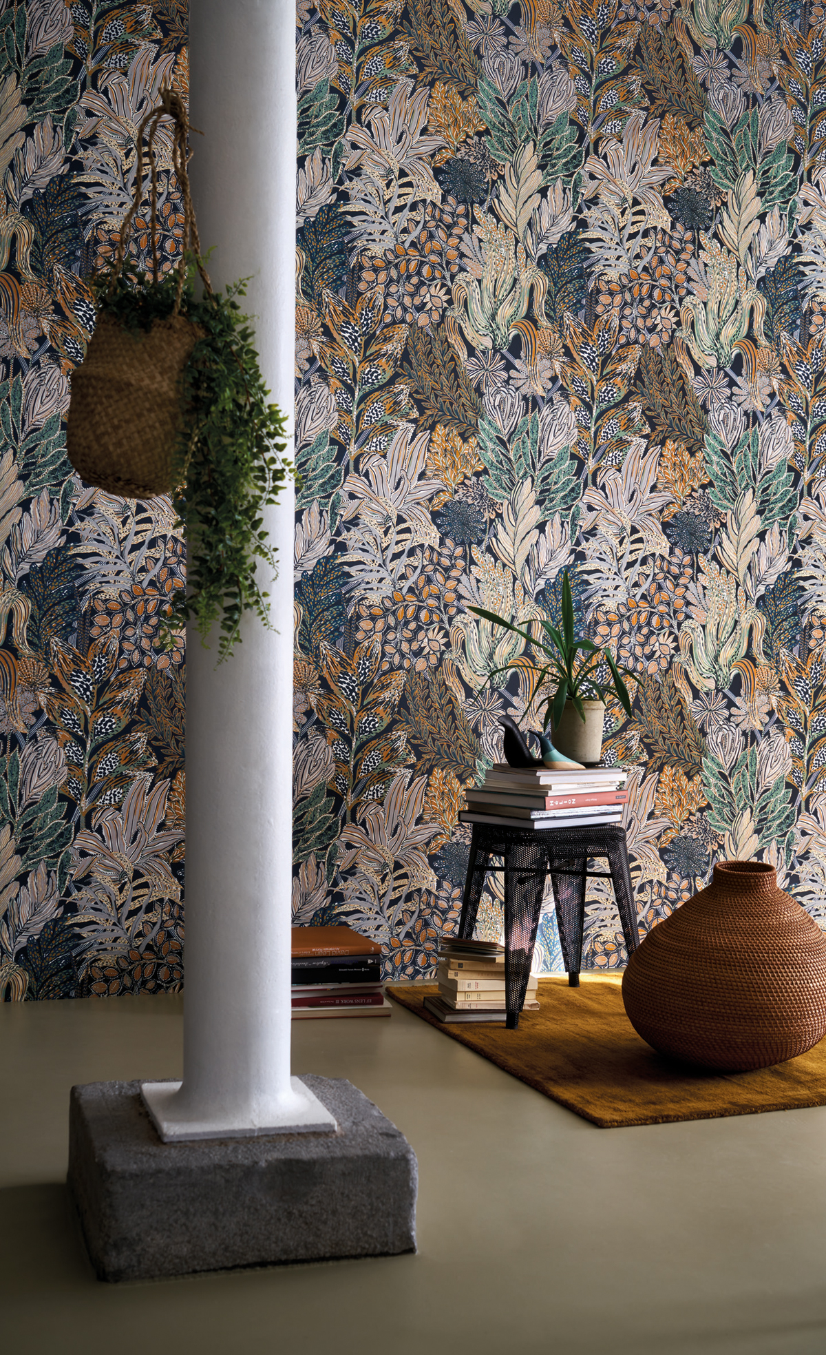 Papier peint jungle Borromee bleu - Blossom de Casamance | Réf. CAS-74320324