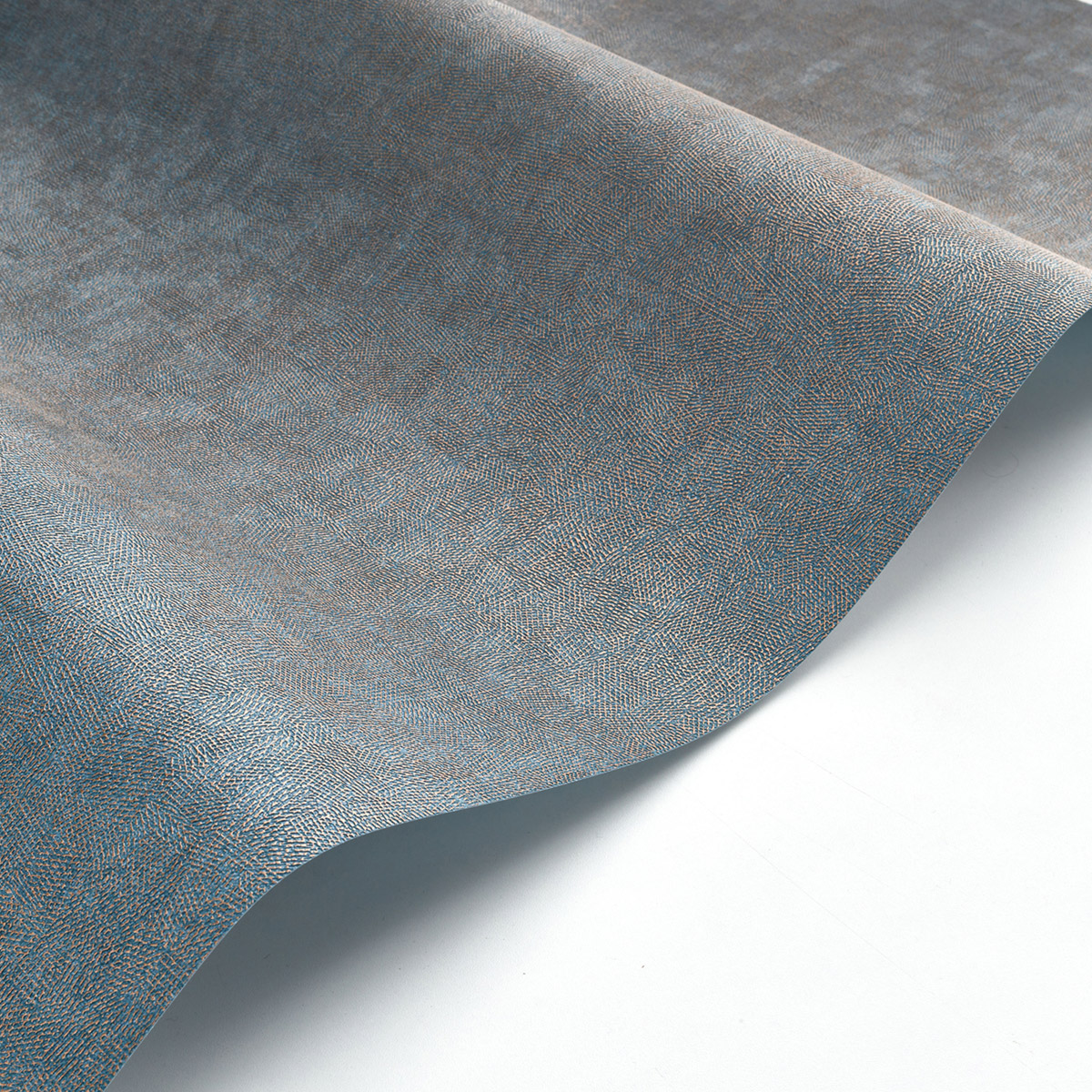 Papier peint Faux Uni Empreinte bleu canard cuivré - Sentier des Dunes de Casadéco | Réf. SENT88706749