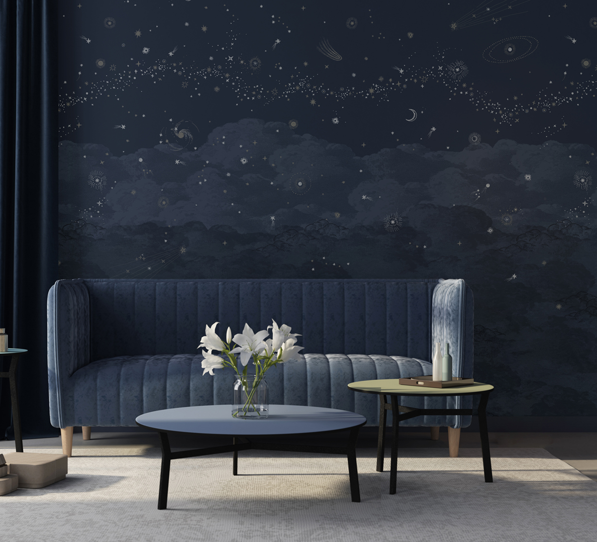 Papier peint panoramique Cosmos Nuit - 1/2/3 - Isidore Leroy AMB2