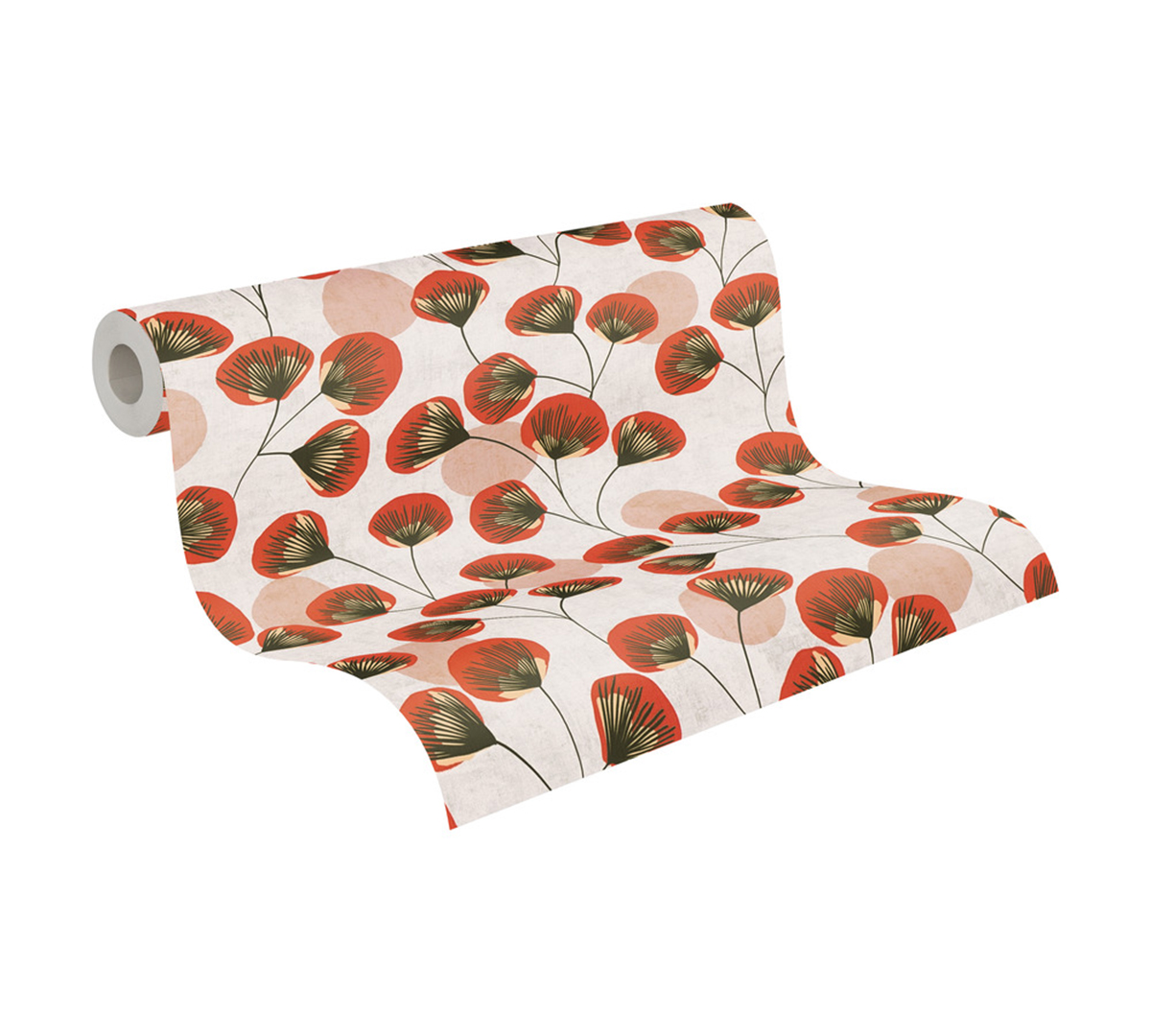 Papier peint Végétal Rétro Aster rouge corail - Nordic Feeling d'A.S. Création ROLL | Réf. AS-791513