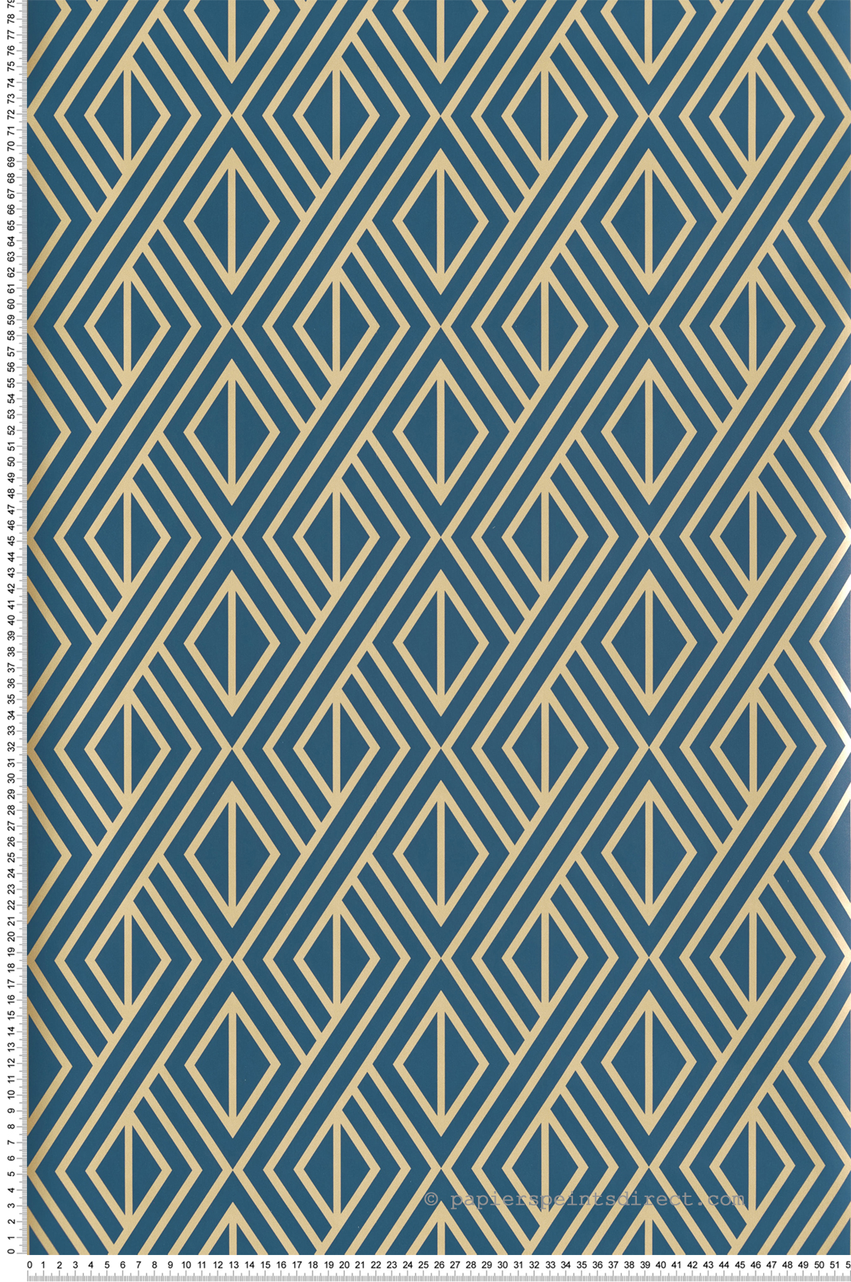 Papier peint adhésif Art Déco Géométrique bleu doré - Les Adhésifs de Lutèce | Réf. LTC-NW31700