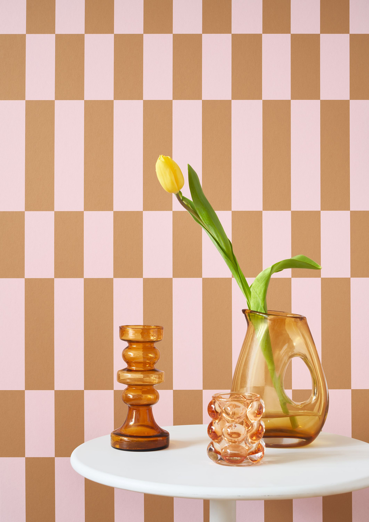 Papier peint Damier Rectangle Diner camel parme - Milano Sixties de Casadéco AMB3| Réf. MISI89345252