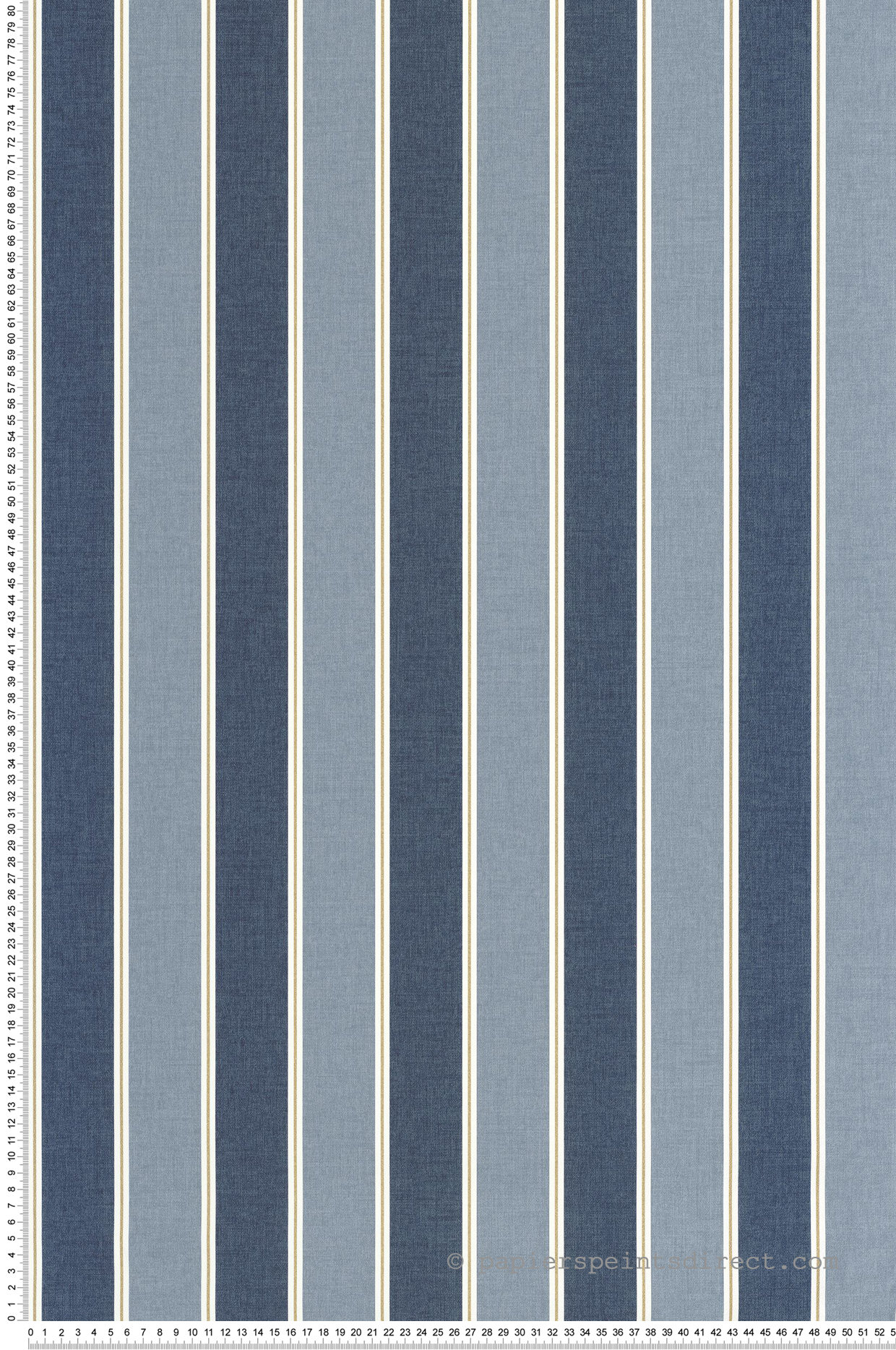 Papier peint Rayures Classique Vintage Lines bleu jean doré - Line Up de Casélio | Réf. LNP106736112