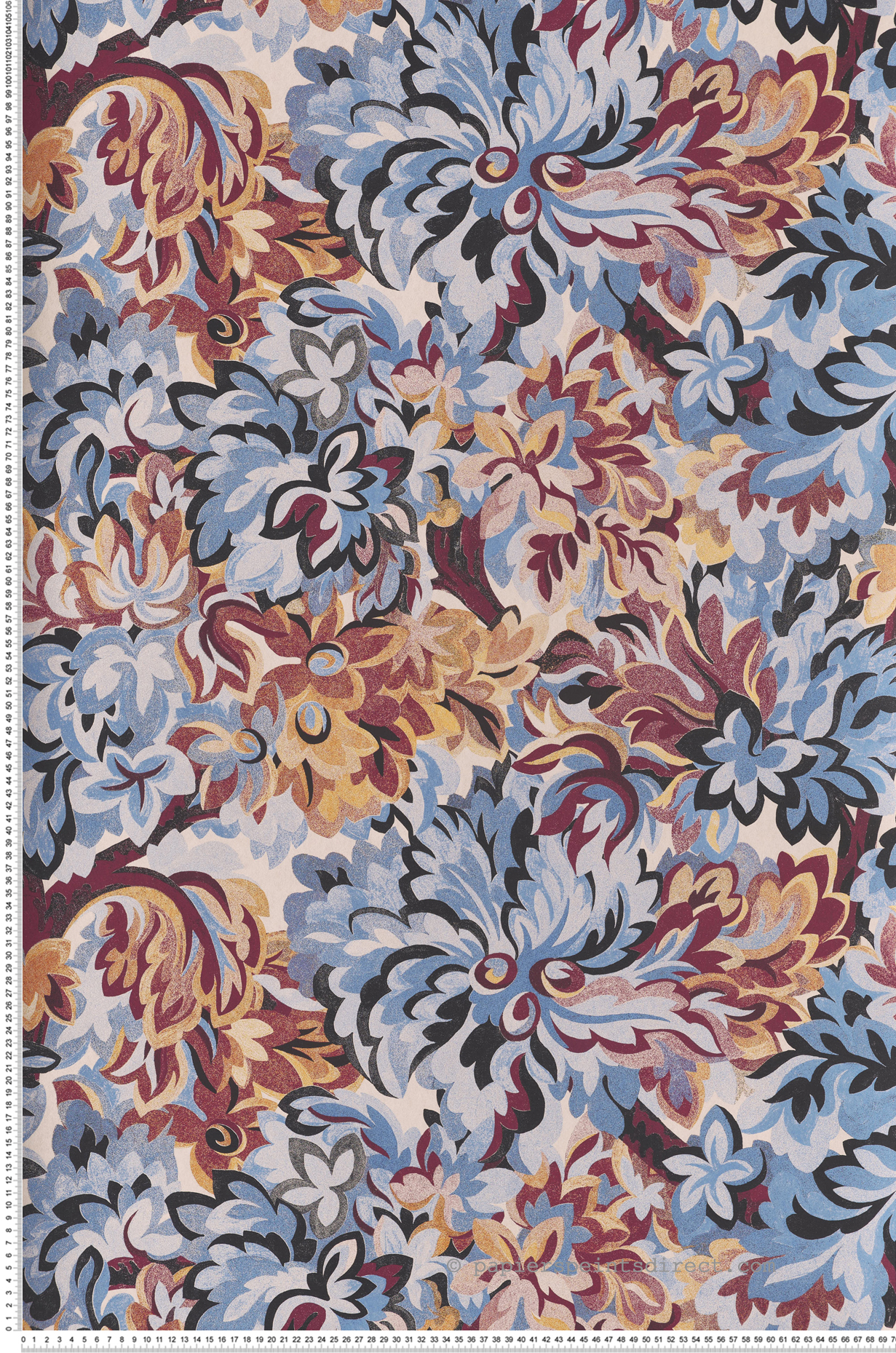 Papier peint Feuillage Graphique Idilia bleu violet métallisé - Rhapsody de Masureel | Réf. MAS-RHA004