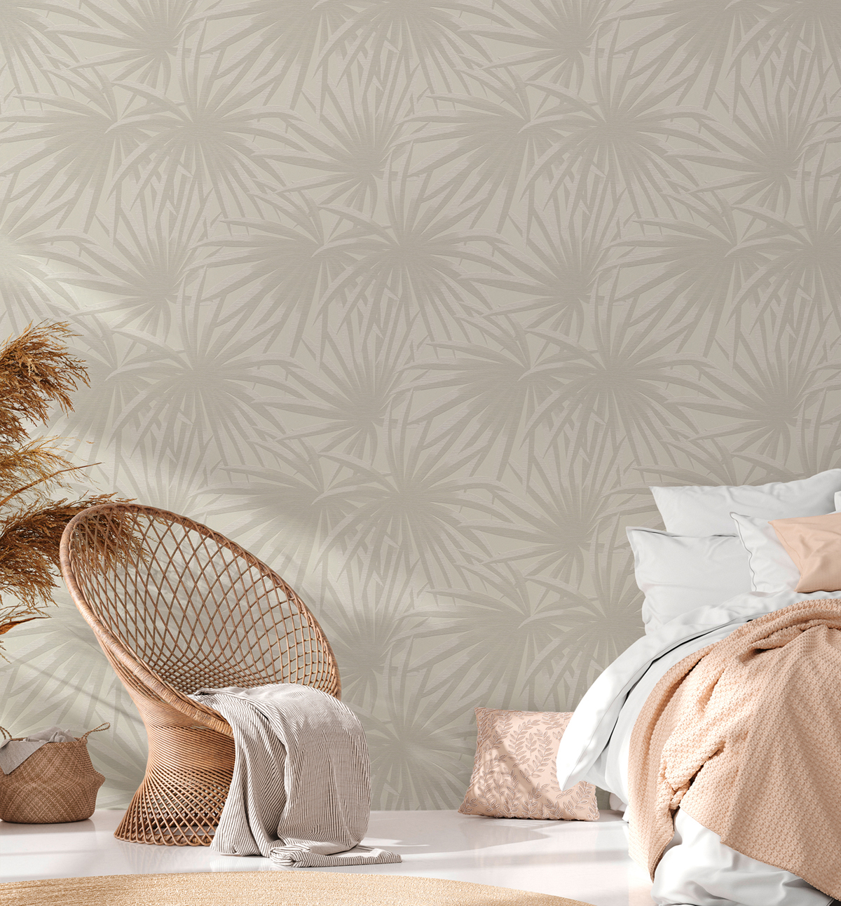 Papier peint Palme Grandiose gris écru - Casual Living d'A.S. Création AMB4| Réf. AS-393381