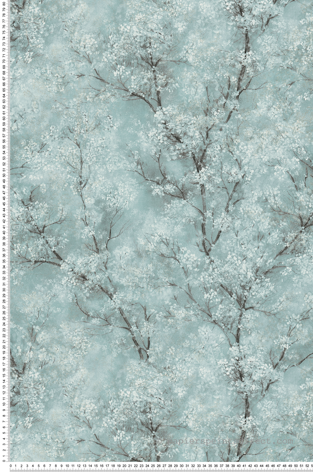 Papier peint Arbre Fleuri vert d'eau pailleté - New Walls d'AS Création | Réf. SP15273