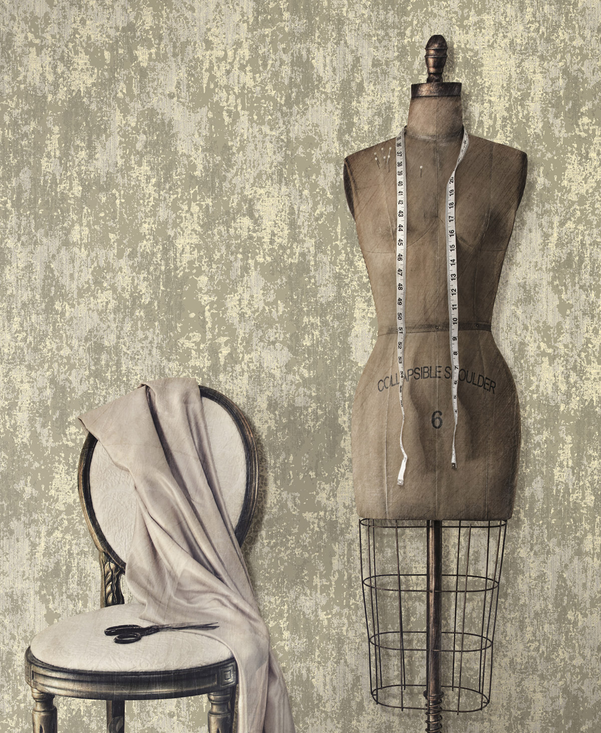 Papier peint Aspect Mur Vieilli sable doré - Unique de Lutèce | Réf. LTC-SR28103