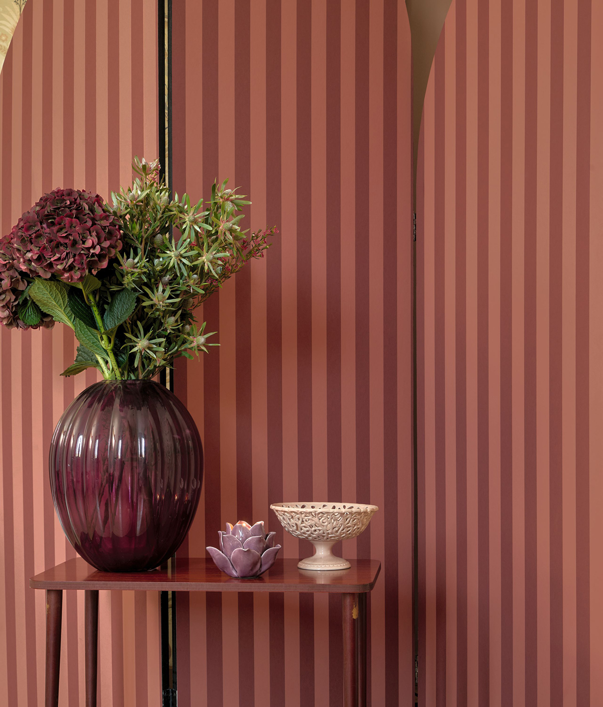 Papier peint Rayure Mate Elizabeth terracotta - Heritage de Casadéco | Réf. HETA201248888