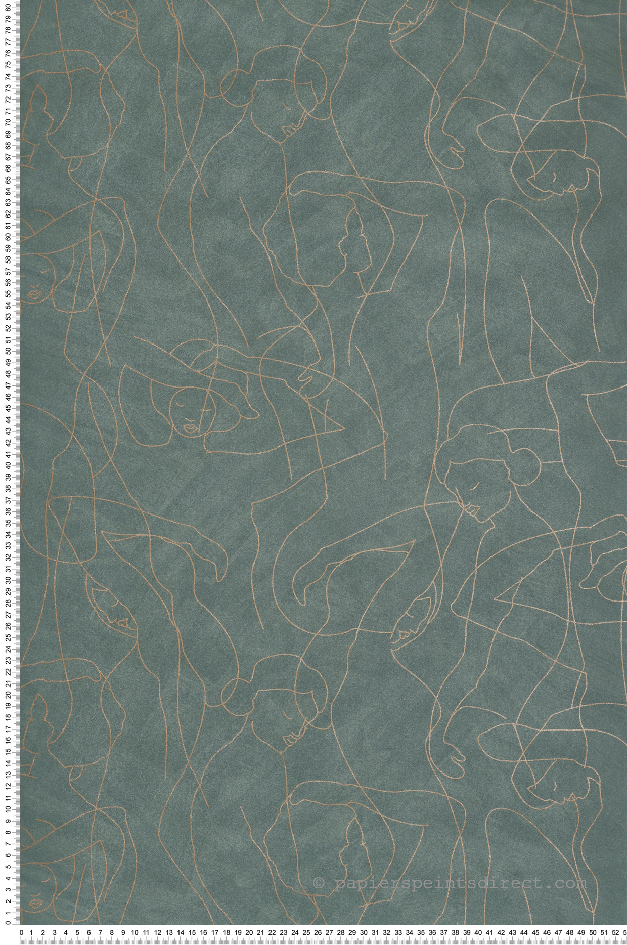 Papier peint Silhouette Design vert foncé rose gold - Boca Chica de Montecolino | Réf. MC-SO27047