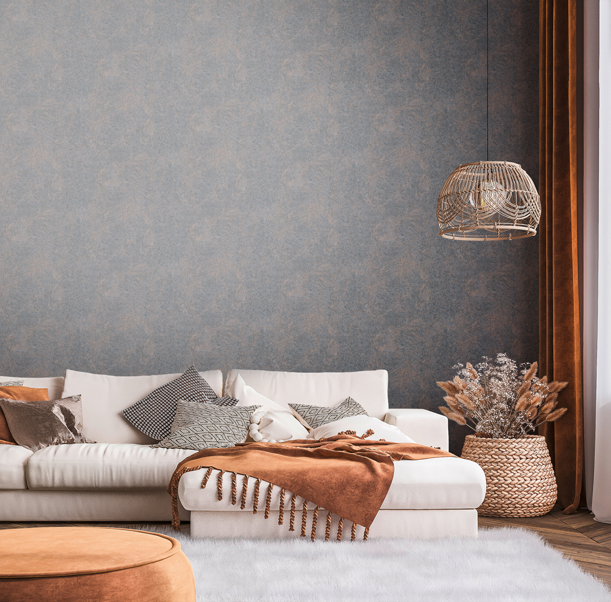 Papier peint Lignes Maha Métal noir cuivré - Metropolitan Stories 3 d'A.S. Création AMB2 |  Réf. AS-391775