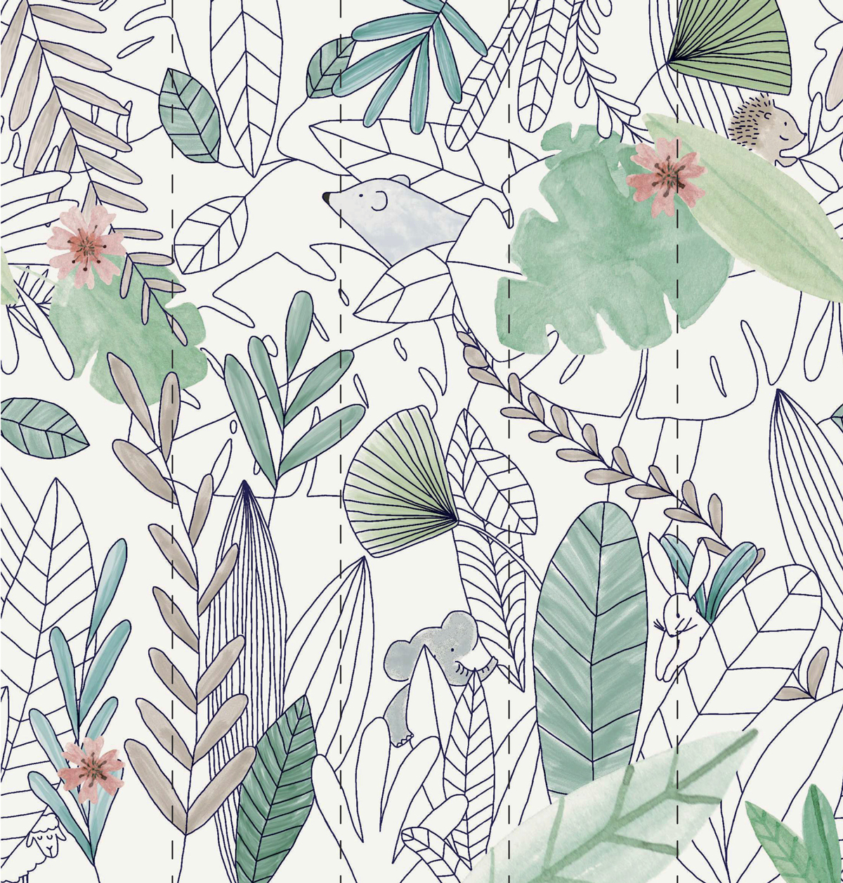 Papier peint Panoramique Animaux Forêt Tropicale - Tartine & Chocolat de Lutèce | Réf. LTC-27230104