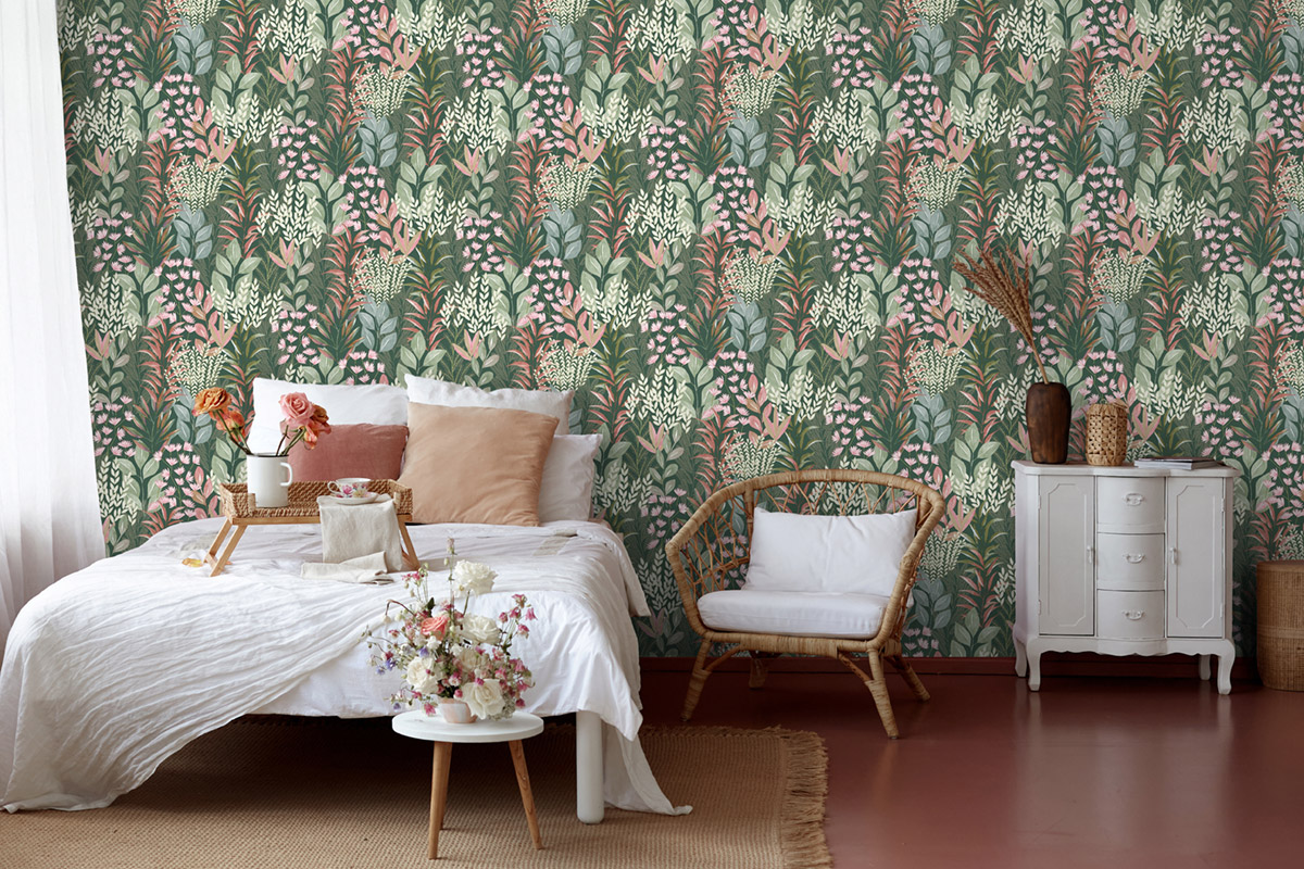 Papier Peint Feuillage Flora Métallisé vert - Flora d'Ugépa | Réf. UGP-M86904
