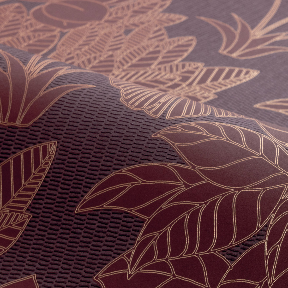 Papier peint Jardin Exotique Inara pourpre doré - Tressora de Casamance | Réf. CAS-76900712