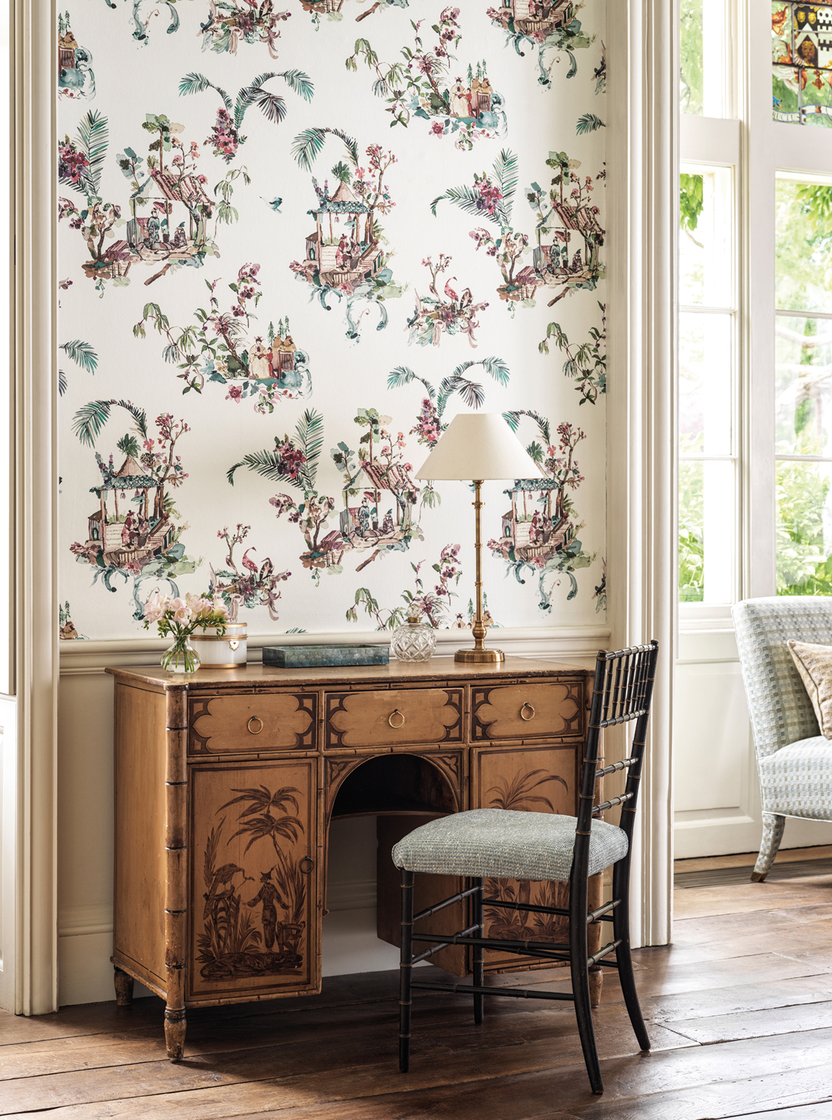 Papier peint Toile Chinoise multicolore - Signature de Nina Campbell | Réf. OSB-NCW4497-01