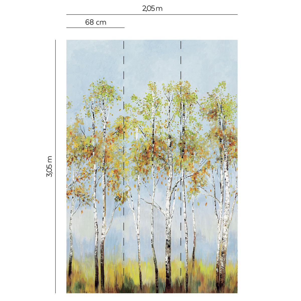 Papier peint panoramique Arbre en Peinture bleu azur - Daisy Bennett d'Initiales | Réf. INI-DB31002M