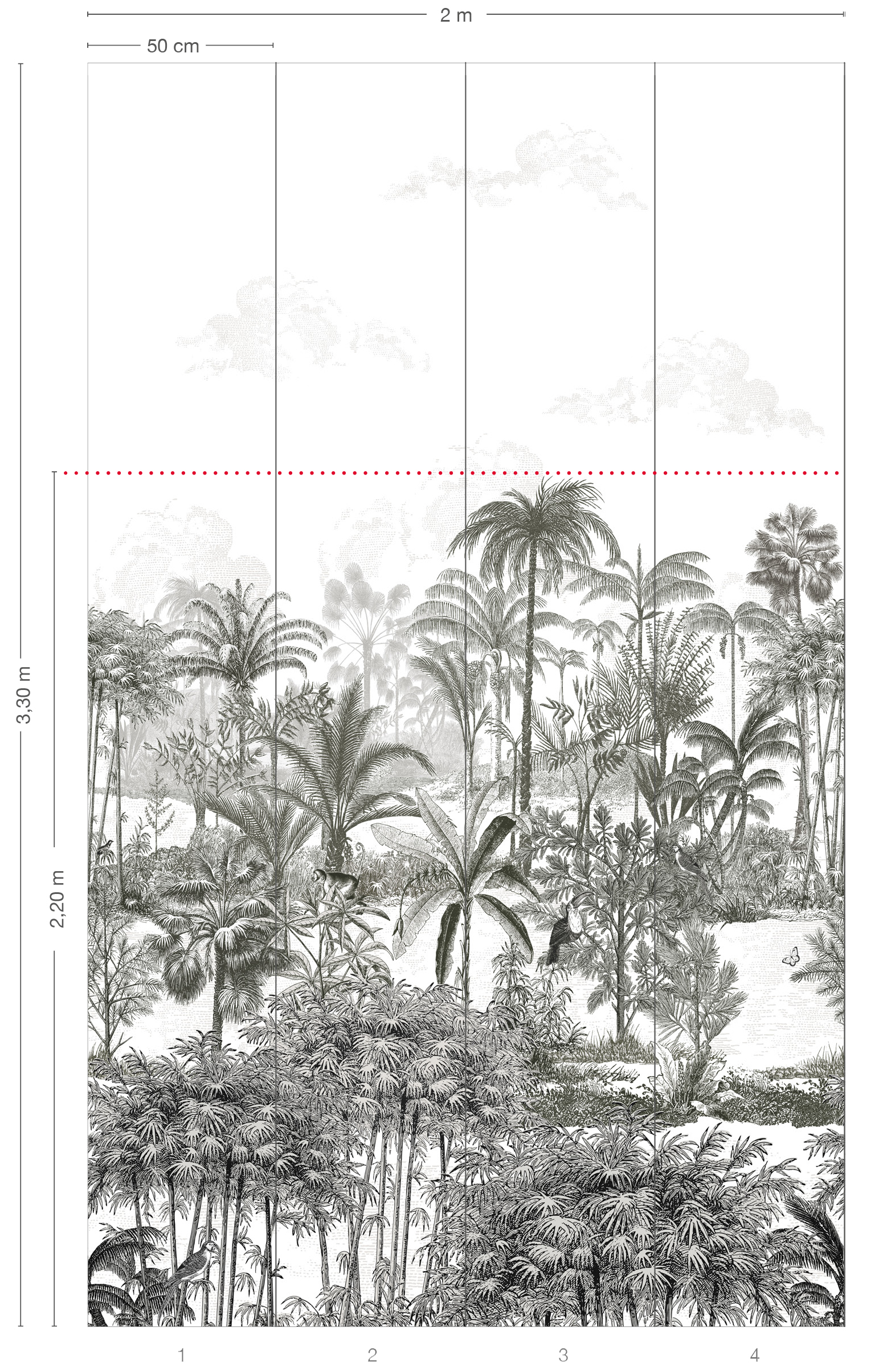 Papier peint panoramique Amazone HAUT Gris - 1/2/3/4 - Isidore Leroy