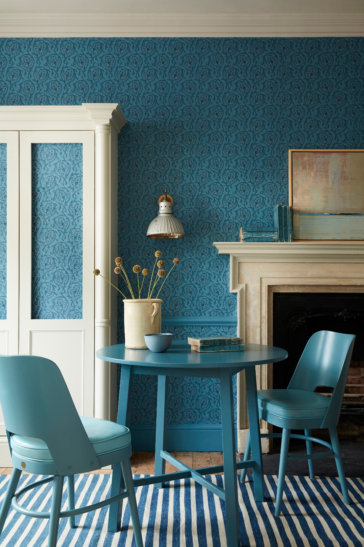 Papier peint Feuille Hoja Air Force Blue - National Trust Papers 3 de Little Greene AMB2 | Réf. 0263HOAIRFO