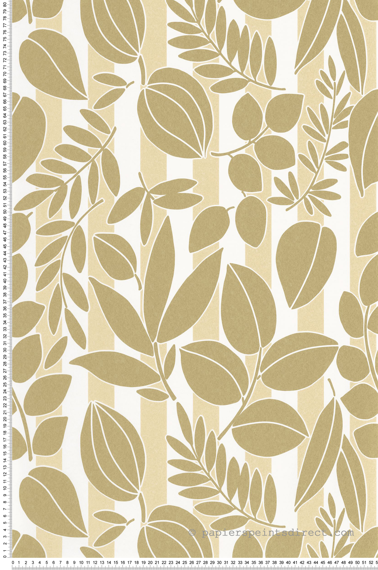 Papier peint Feuillage Rayure Ramatuelle olive sable - Echappée Belle de Casadéco | Réf. ECHA89827101