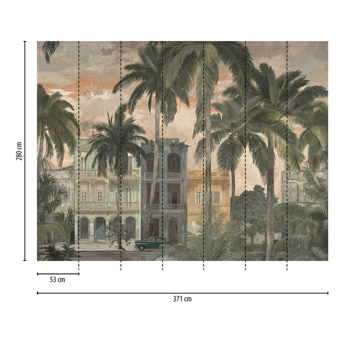 Papier peint panoramique Ville Tropicale Palmier vert - Cuba 2 d'A.S. Création REGLE | Réf. AS-761902
