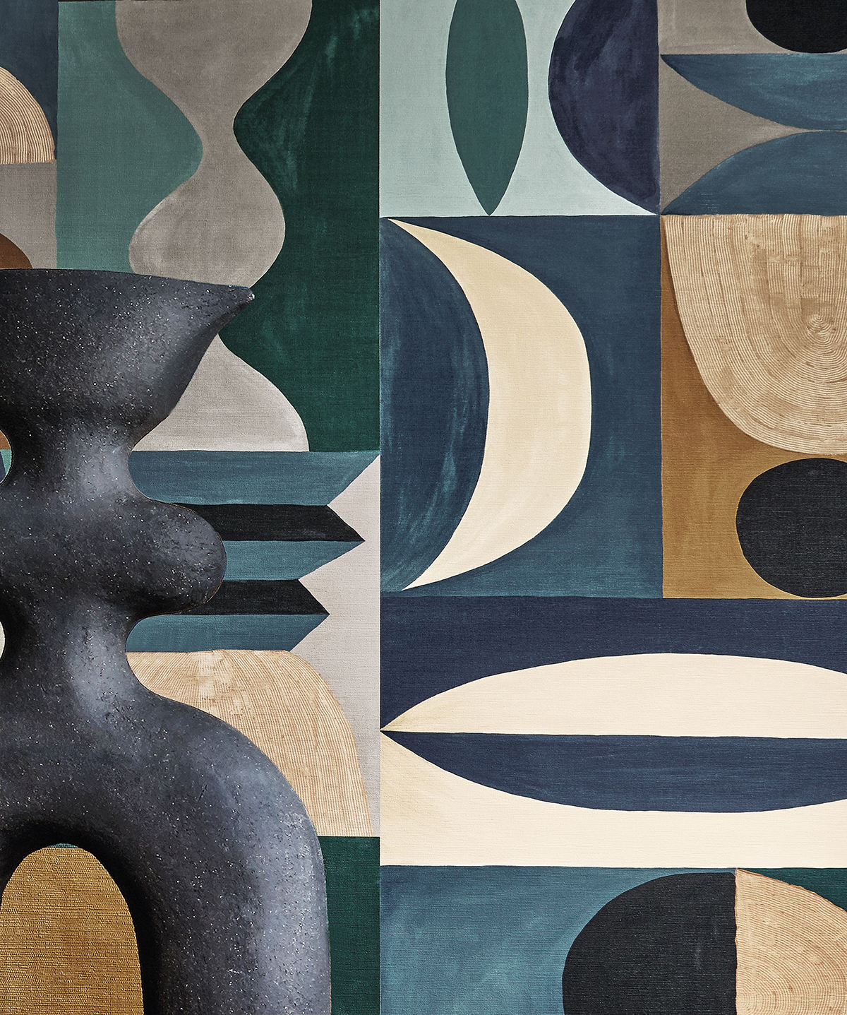 Papier peint Panoramique Ethnique bleu et céladon - L'Atelier de Casamance | AMB Réf. CAS-75564282