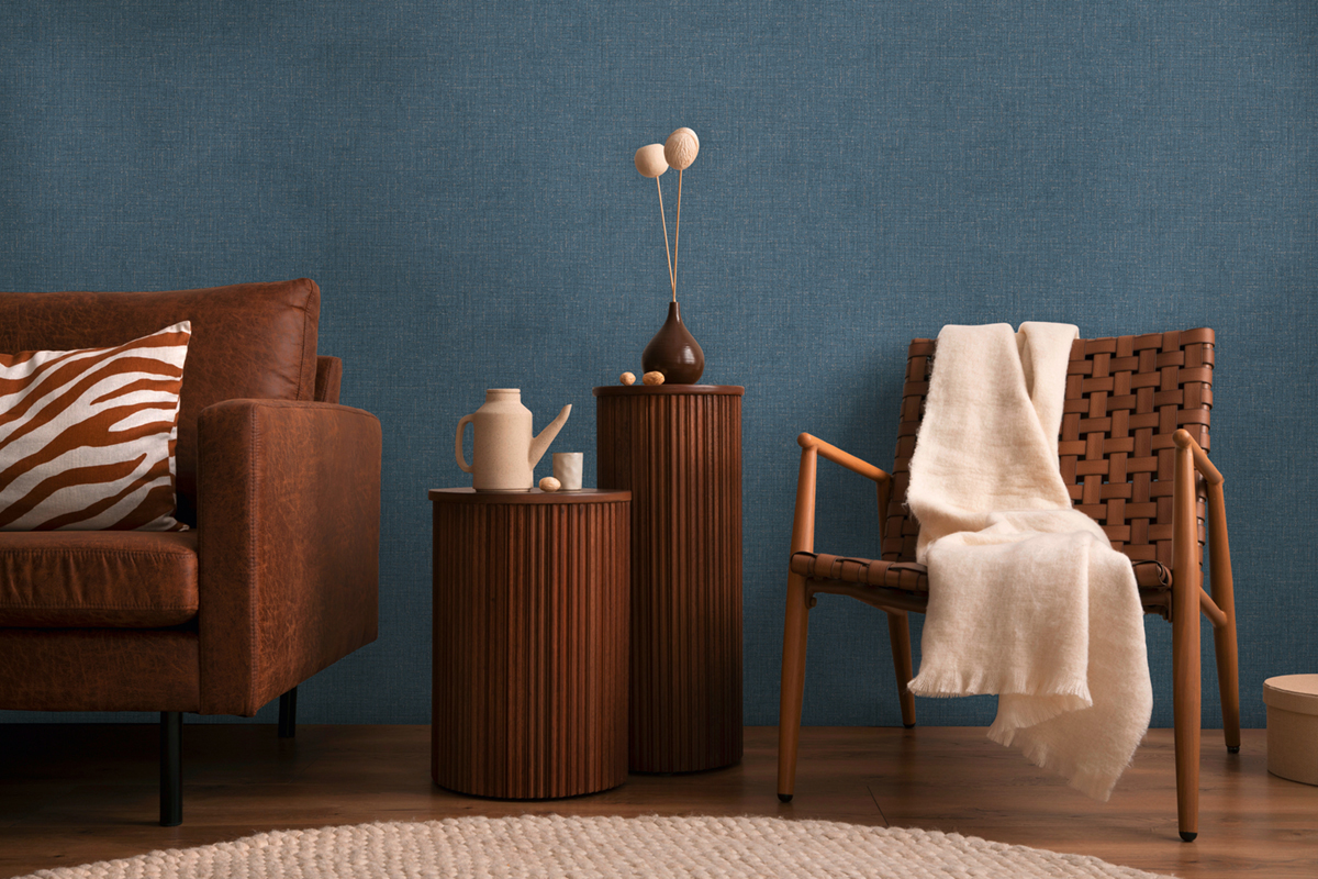 Papier peint Uni Tissage Métallisé bleu marine argenté - Cosmoliving d'A.S. Création AMB3 | Réf. AS-790674