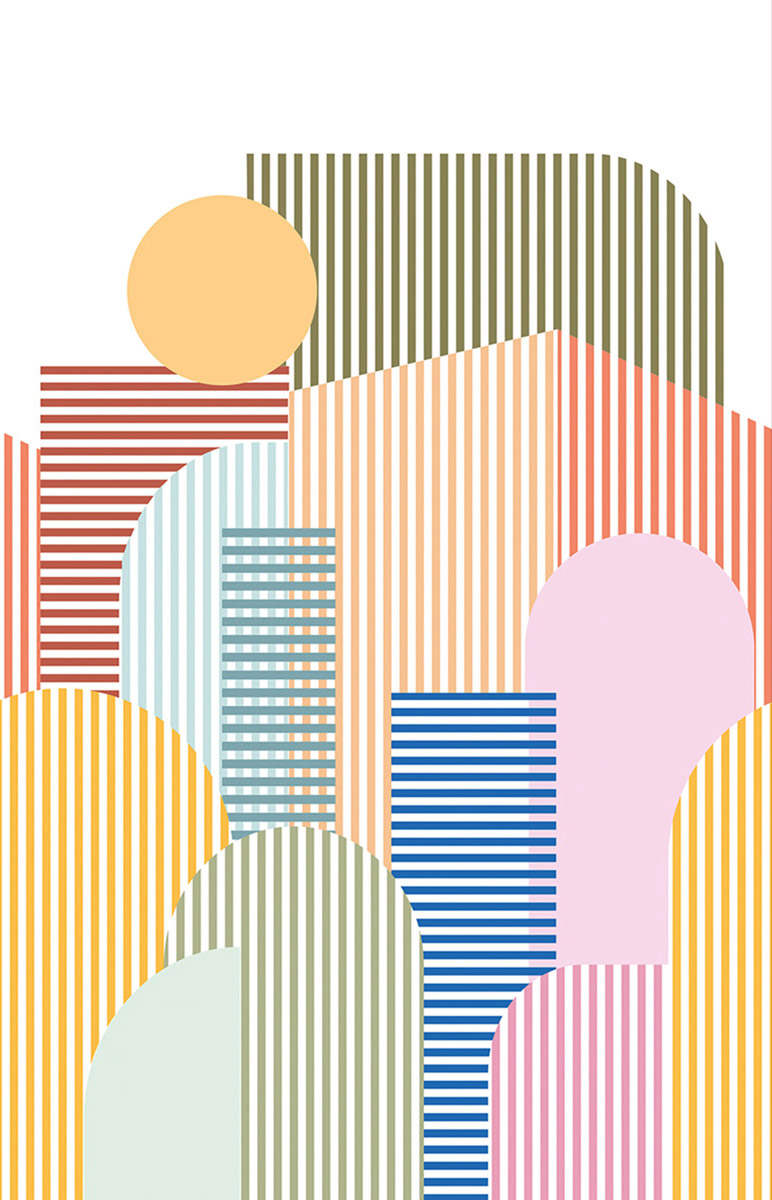 Papier peint panoramique Géométrie Parallèle Multicouleurs - Basics de Casélio | Réf. BAI104053678