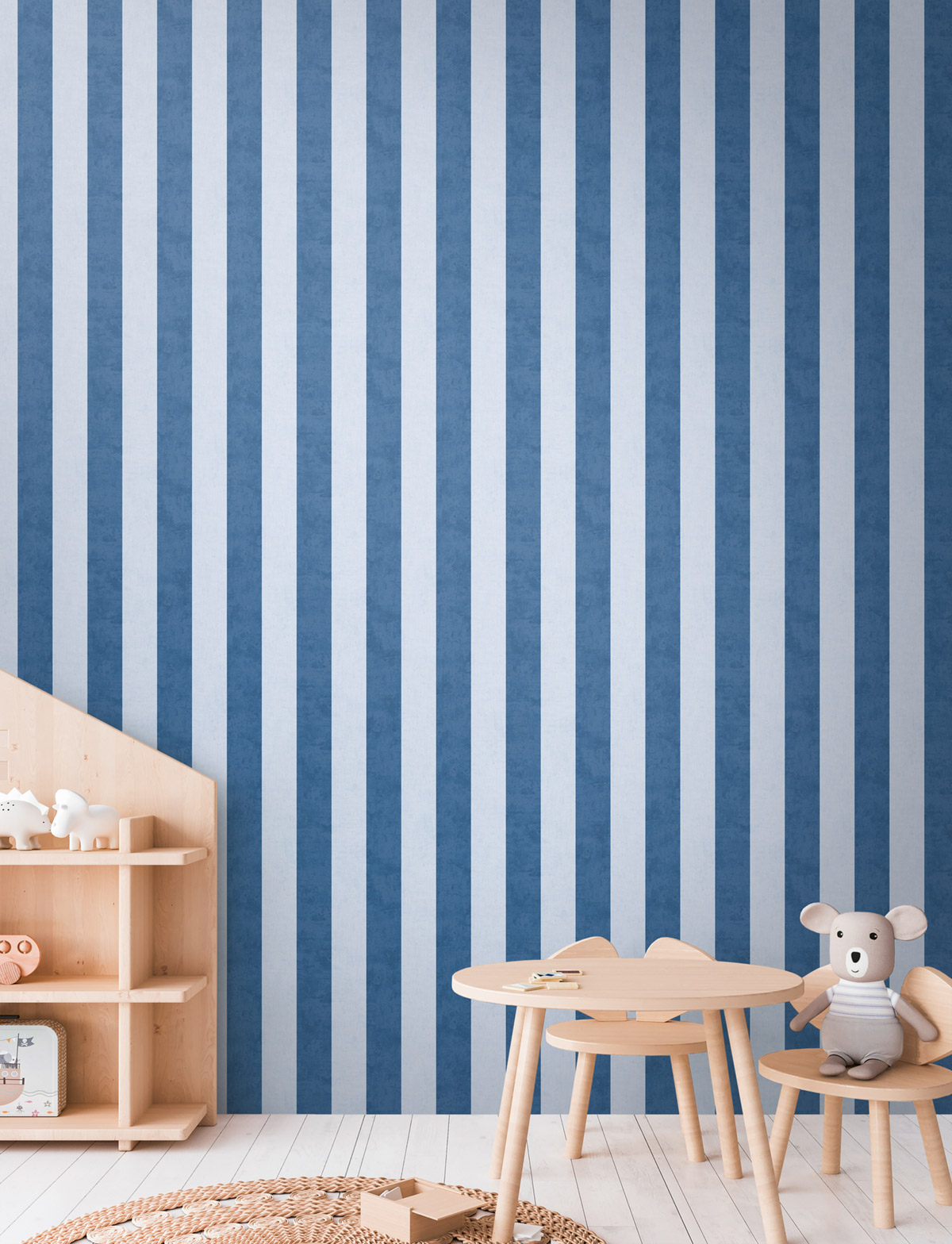 Papier peint Rayure Patiné bleu marine - Lilly & Luis d'A.S. Création | Réf. AS-770785