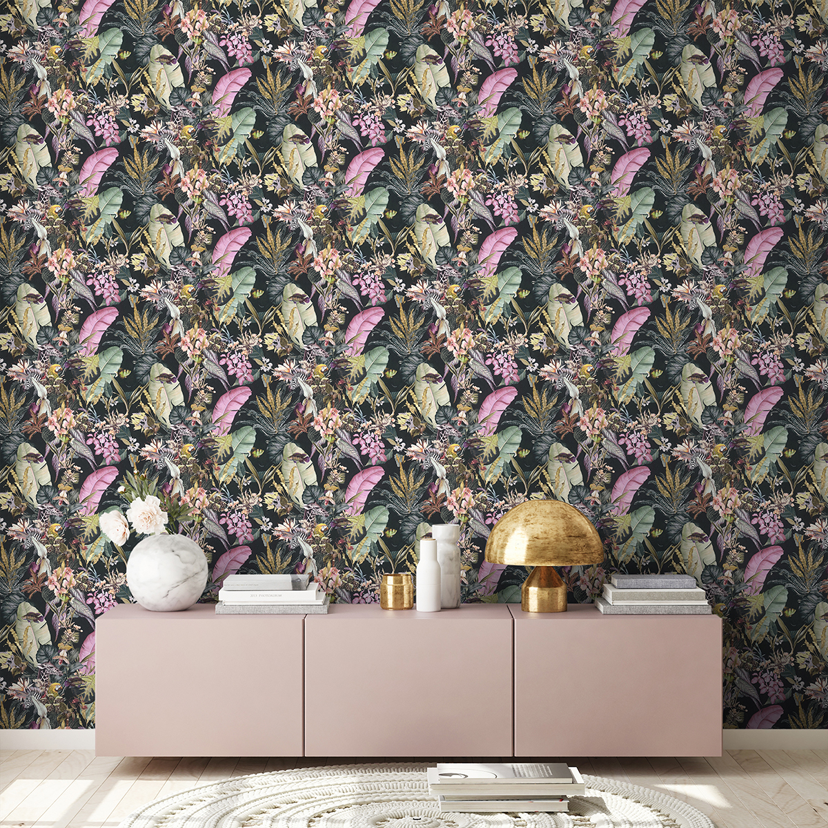 Papier peint Tropical et Animaux noir - Dream Flowery de Architects Paper | AMB Réf. 38176-1