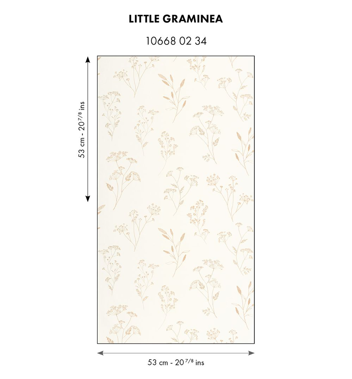 Papier peint Fleur Little Graminea doré - Art of Botany de Casélio AMBR | Réf. AOB106680234