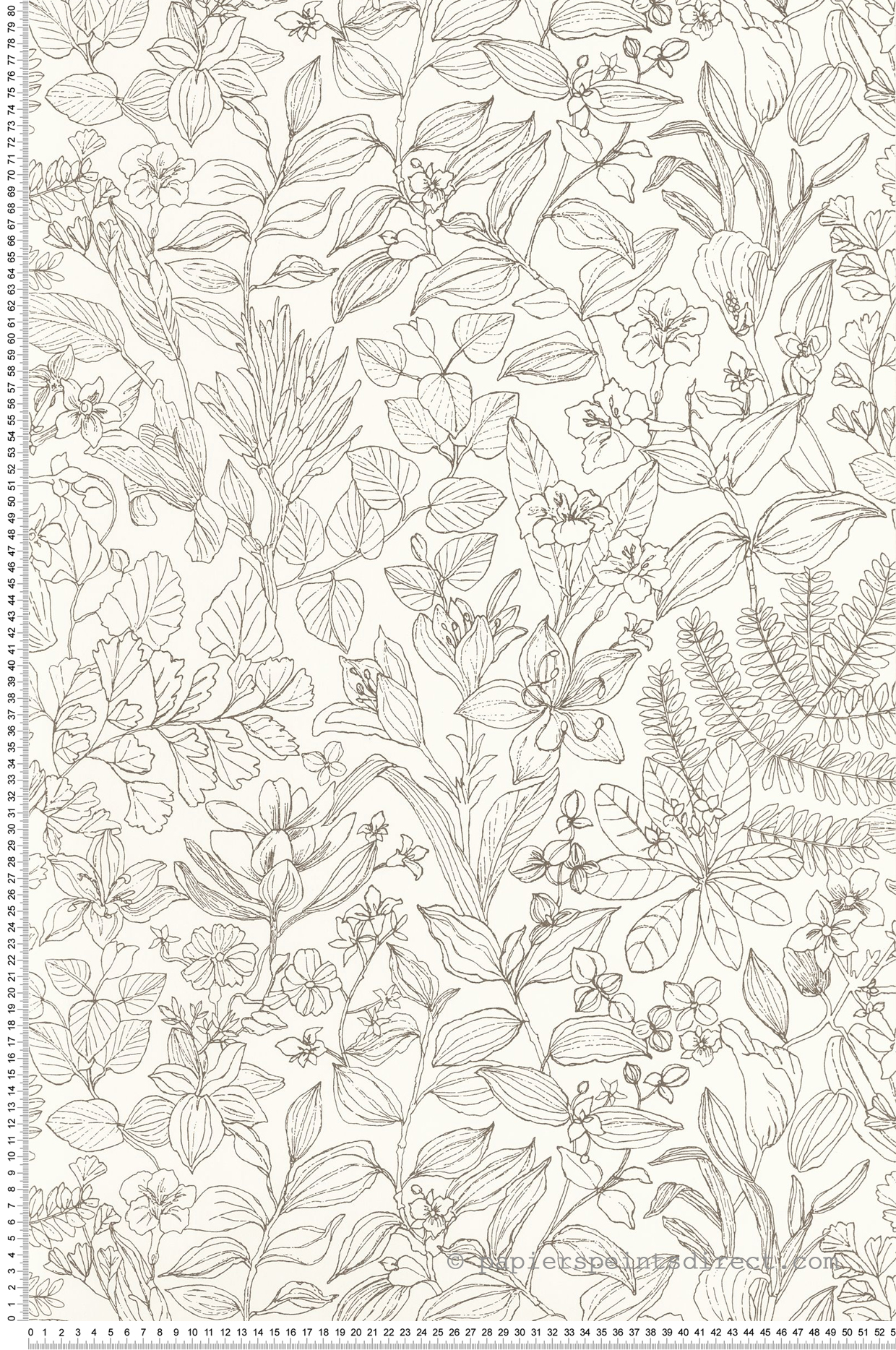 Papier peint Feuille Esquisse gris blanc - Gardens de Casadéco | Réf. GADN87599267
