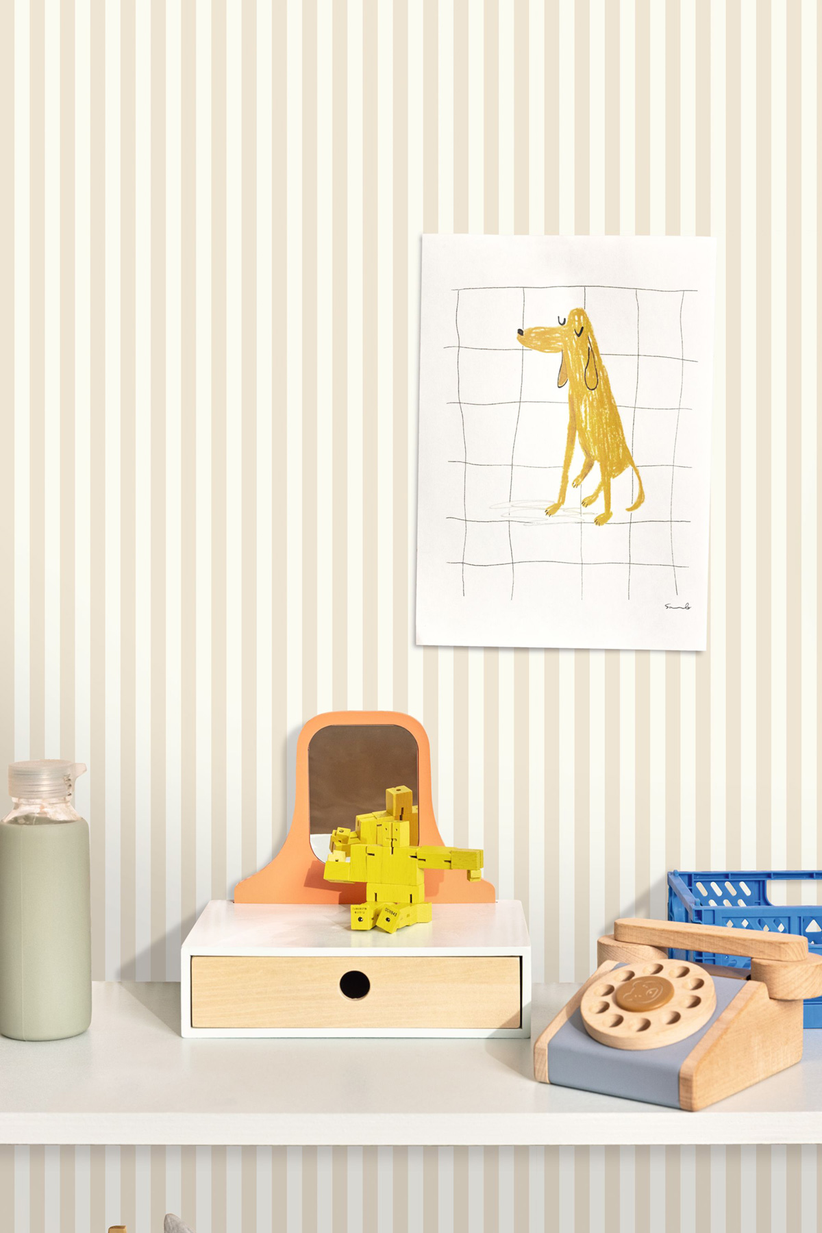 Papier peint Fine Rayure Marshmallow beige - Happy Kids Club de Casélio | Réf. HKC107690121