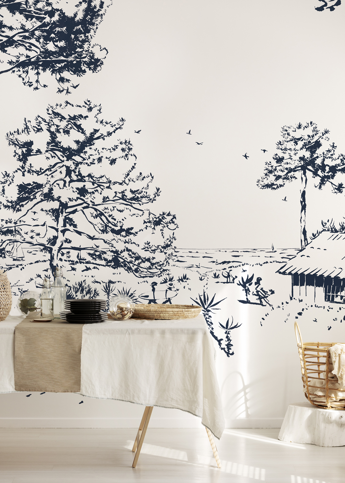 Papier peint panoramique Les Pins Bleu A+B - 1/2/3/4/5/6 - Isidore Leroy