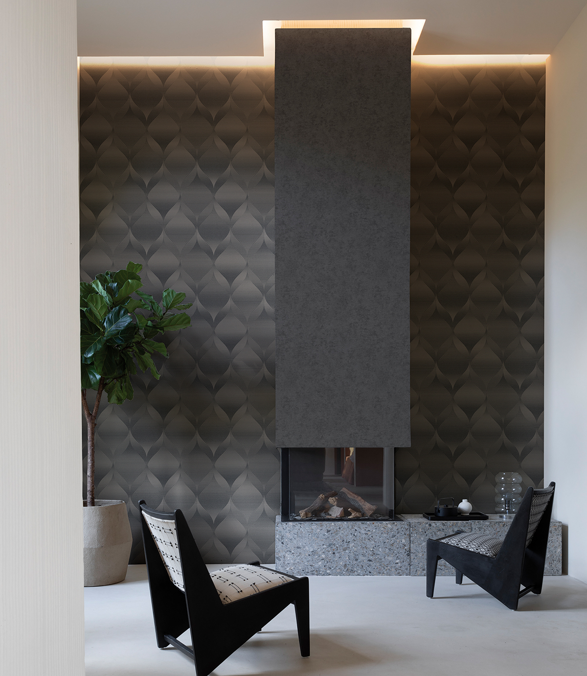 Papier peint Design 3D anthracite et argenté - Affinity de Lutèce | Réf. LTC-AF24570