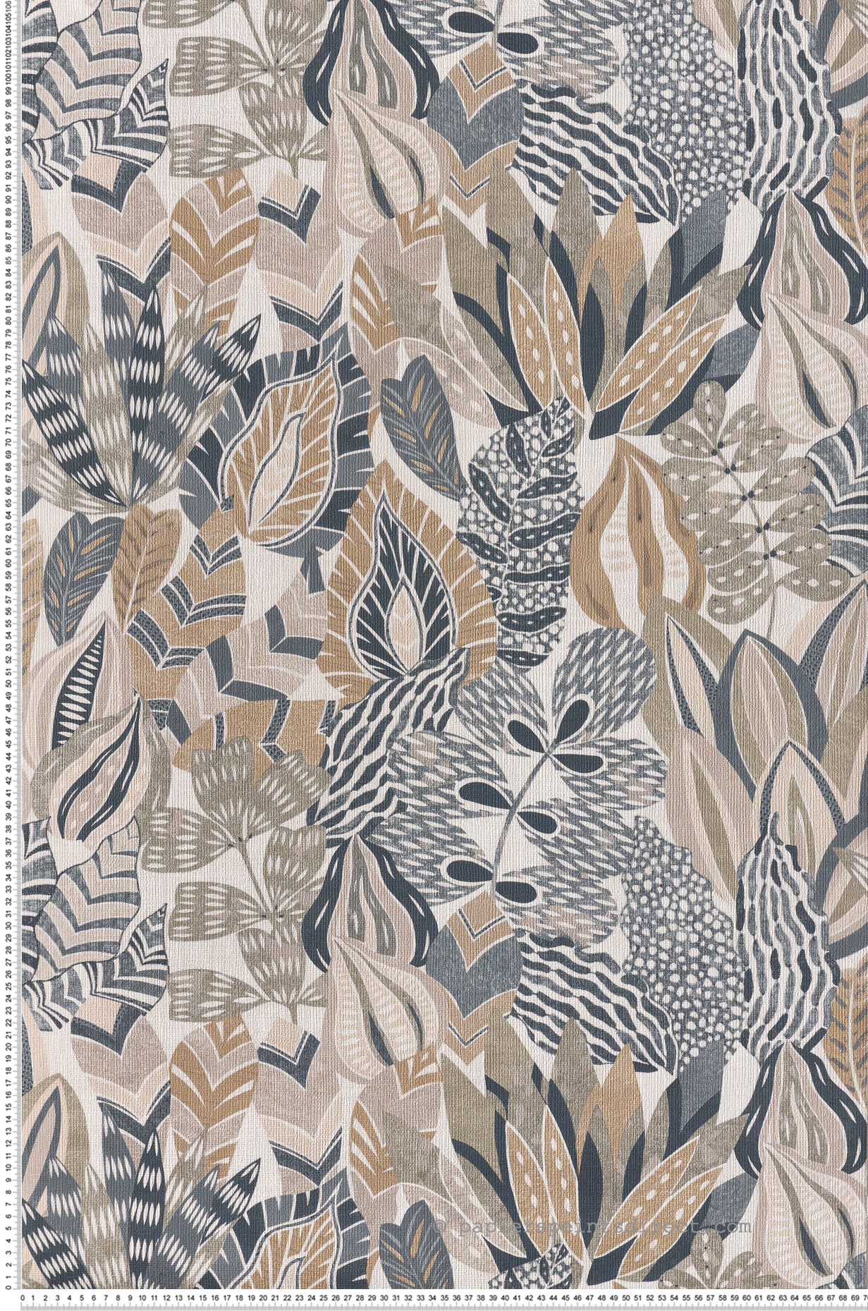 Papier peint Jardin Alfabia bleu travertin - Palmadora de Casamance | Réf. CAS-76691426